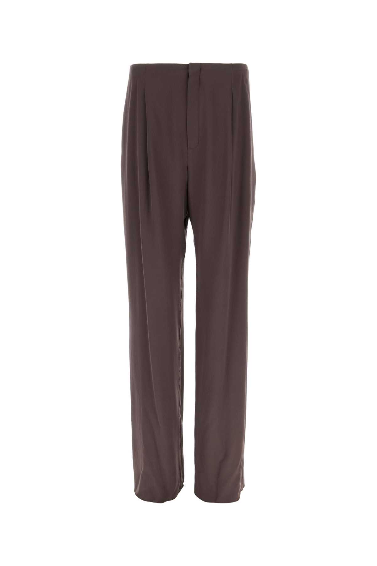 Shop Saint Laurent Brown Crepe Wide-leg Pant In Marroncendre