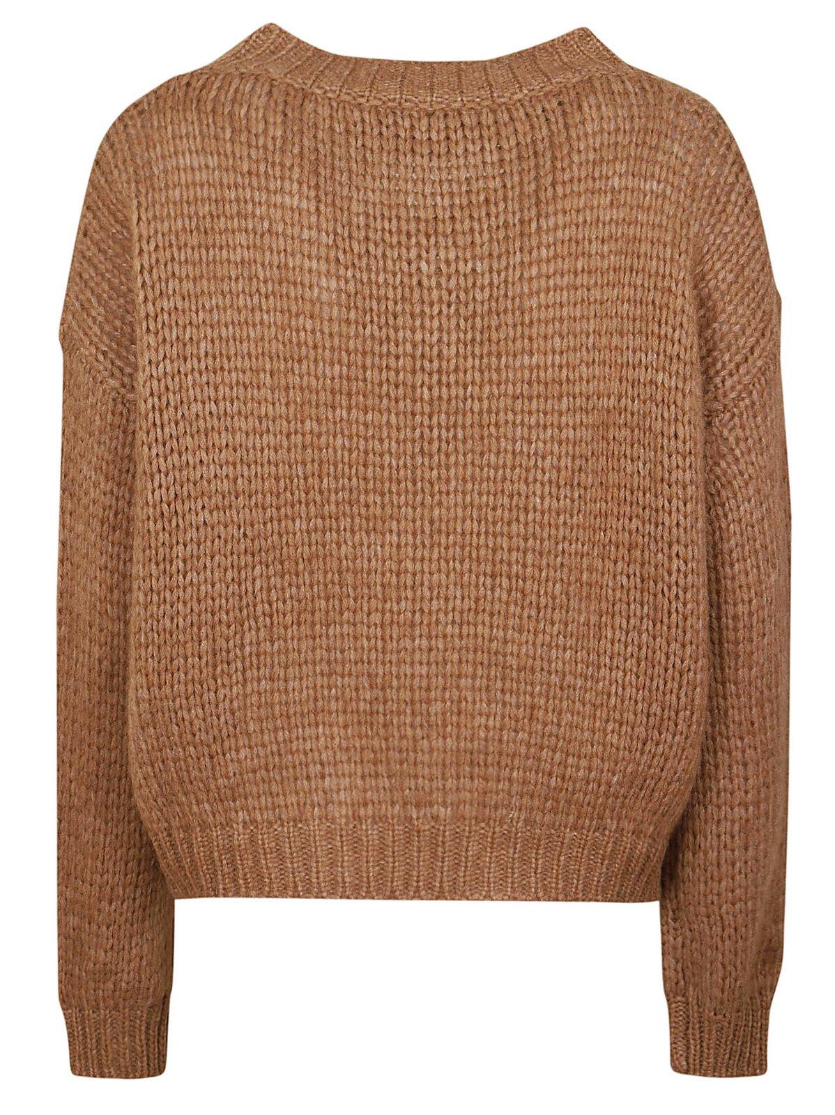 Shop Roberto Collina Crewneck Knit Sweater In Brown