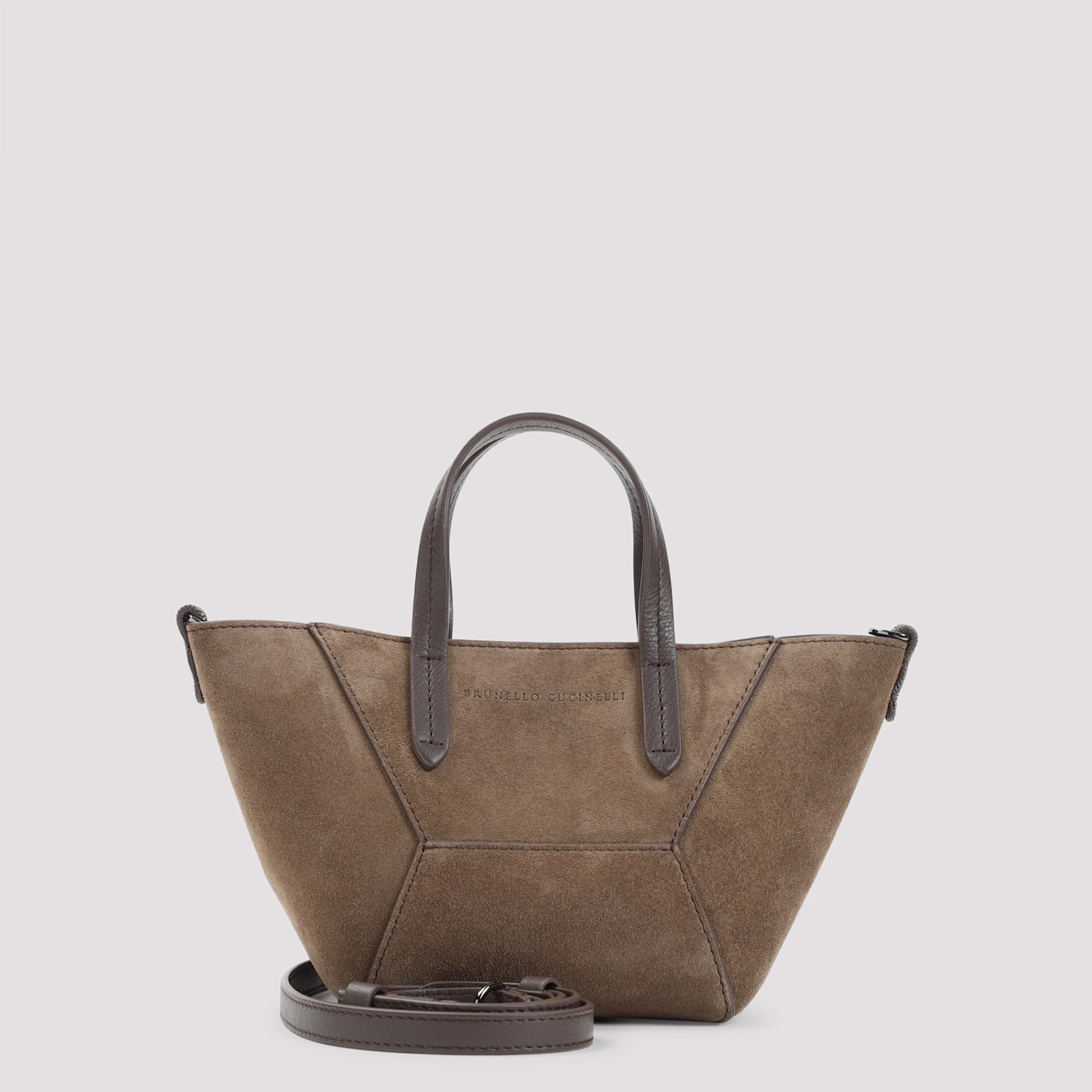 Brunello Cucinelli Suede Duomini Bag In Torba