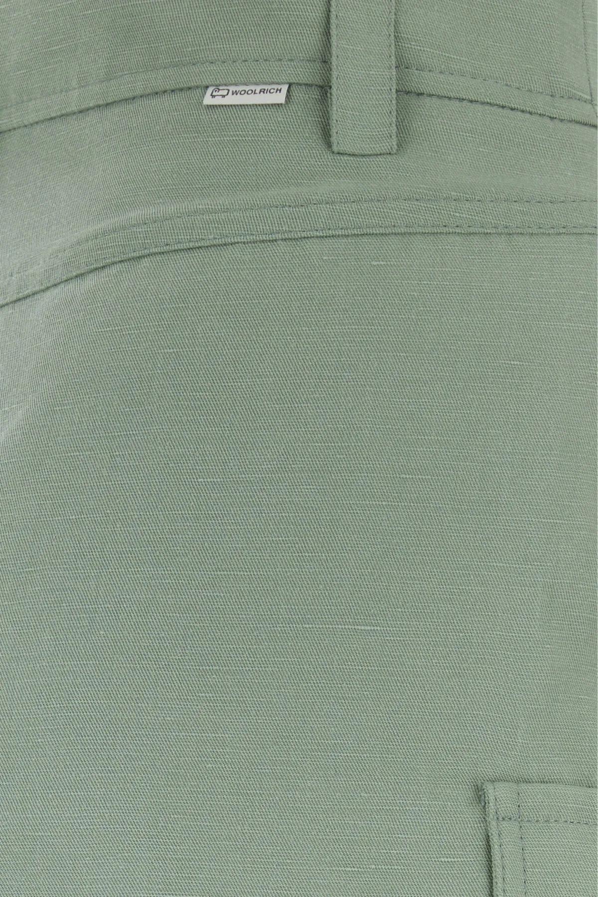 Shop Woolrich Sage Green Viscose Blend Shorts In Verde