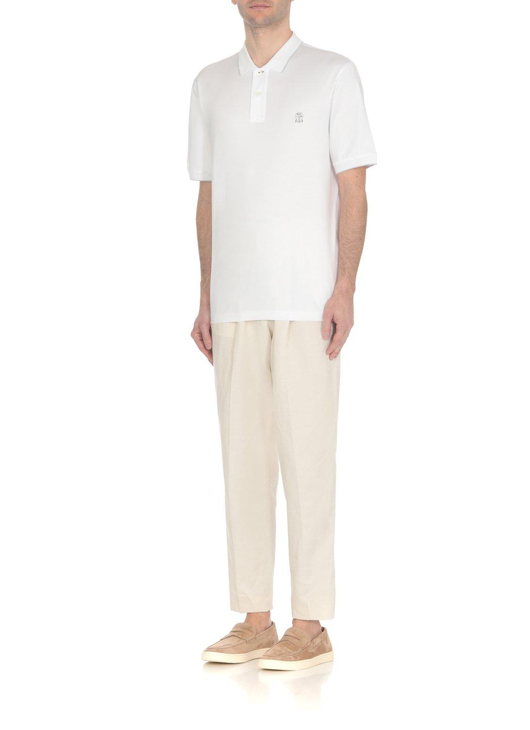 Shop Brunello Cucinelli Logo-embroidered Short-sleeved Polo Shirt In Bianco