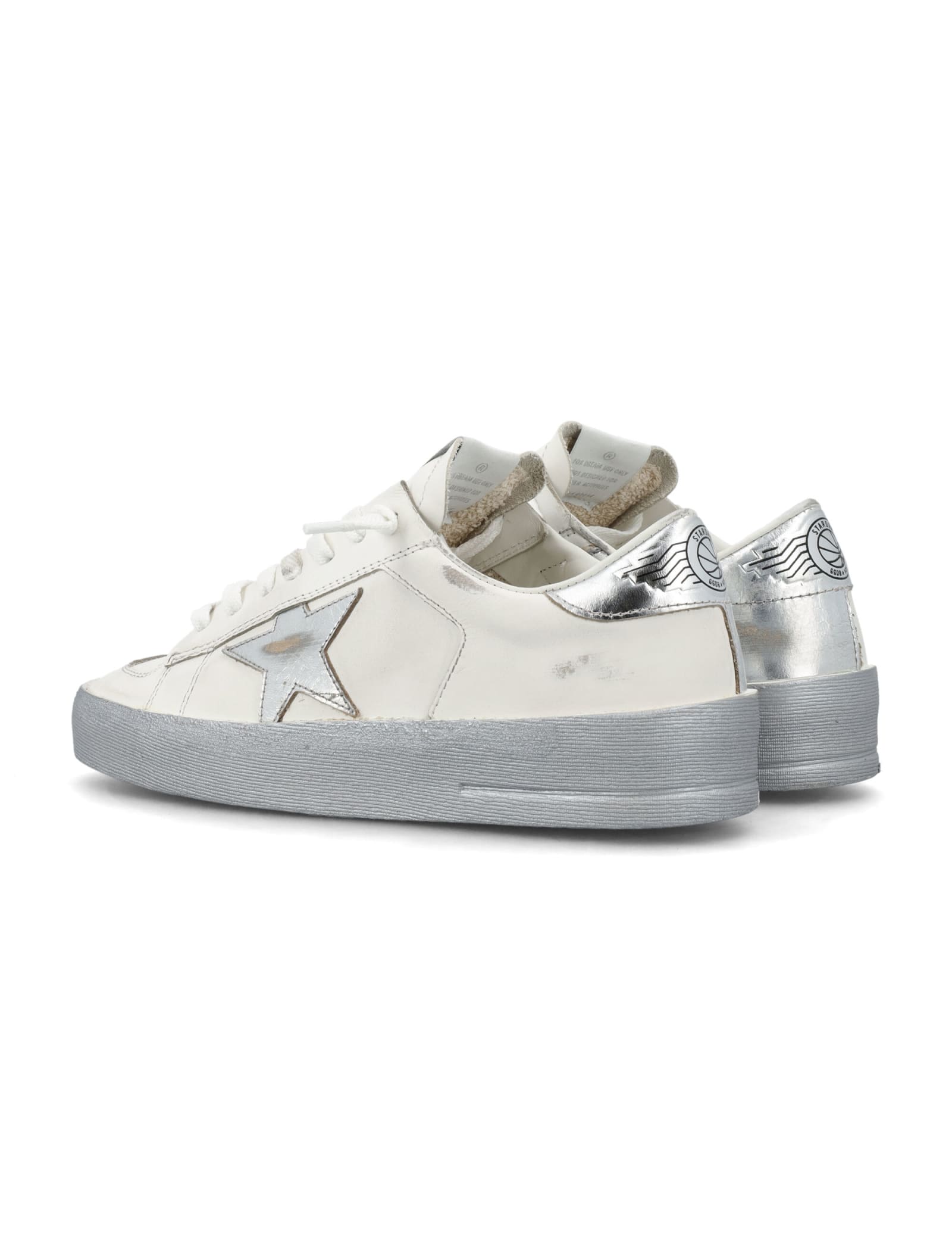 Shop Golden Goose Stardan Womans Sneakers In White Silver