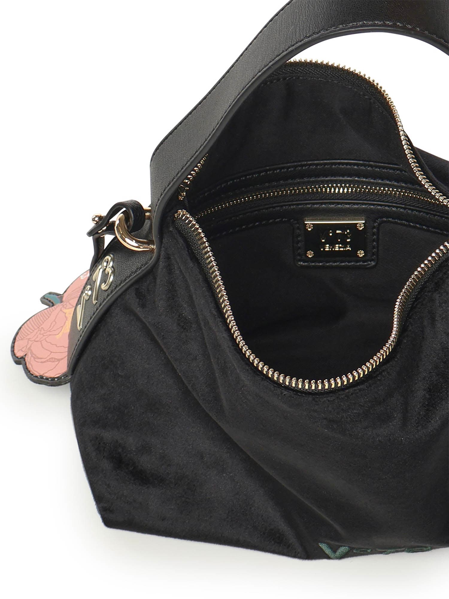 V73 Isabella Flower-detail Shoulder Bag In Black