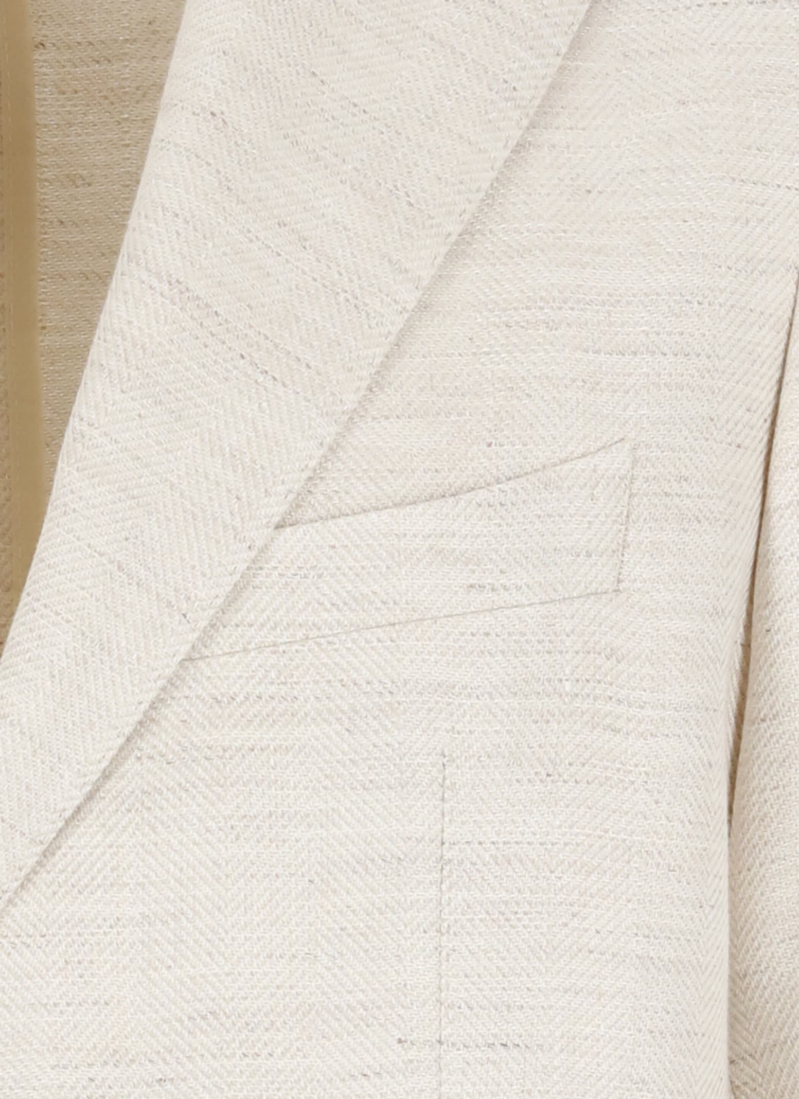 Shop Tagliatore Linen And Cotton Jacket In Beige