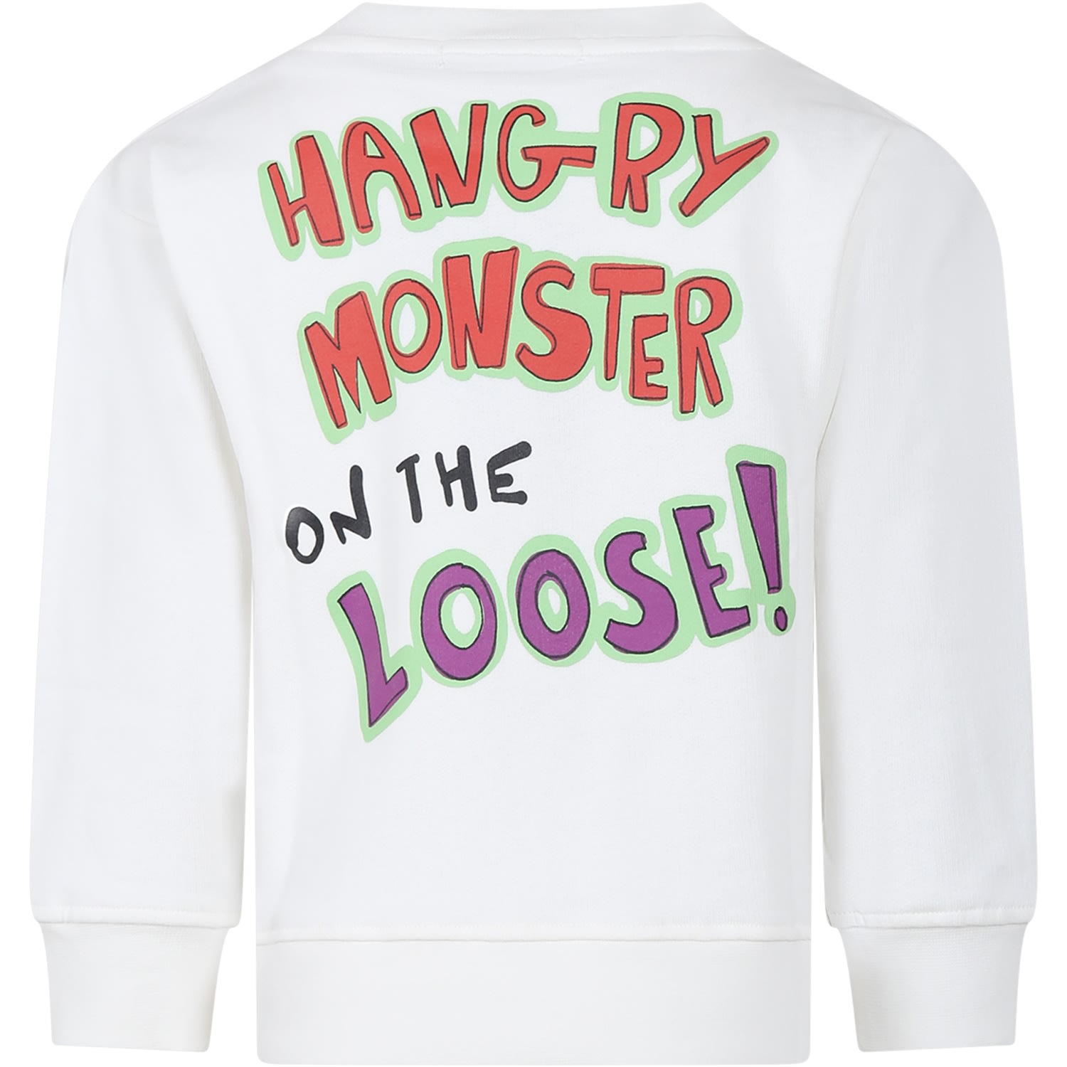 Shop Stella Mccartney White Sweatshirt For Boy With Hamburger Print And Writing