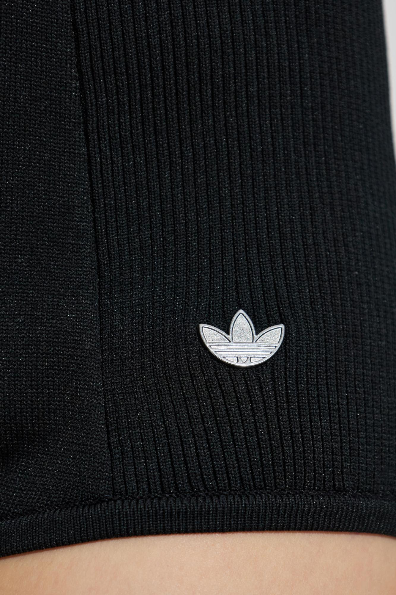 Adidas Originals High-rise Ribbed Boy Shorts In Black