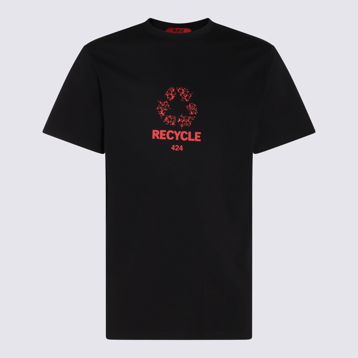 Black And Red Cotton Blend T-shirt