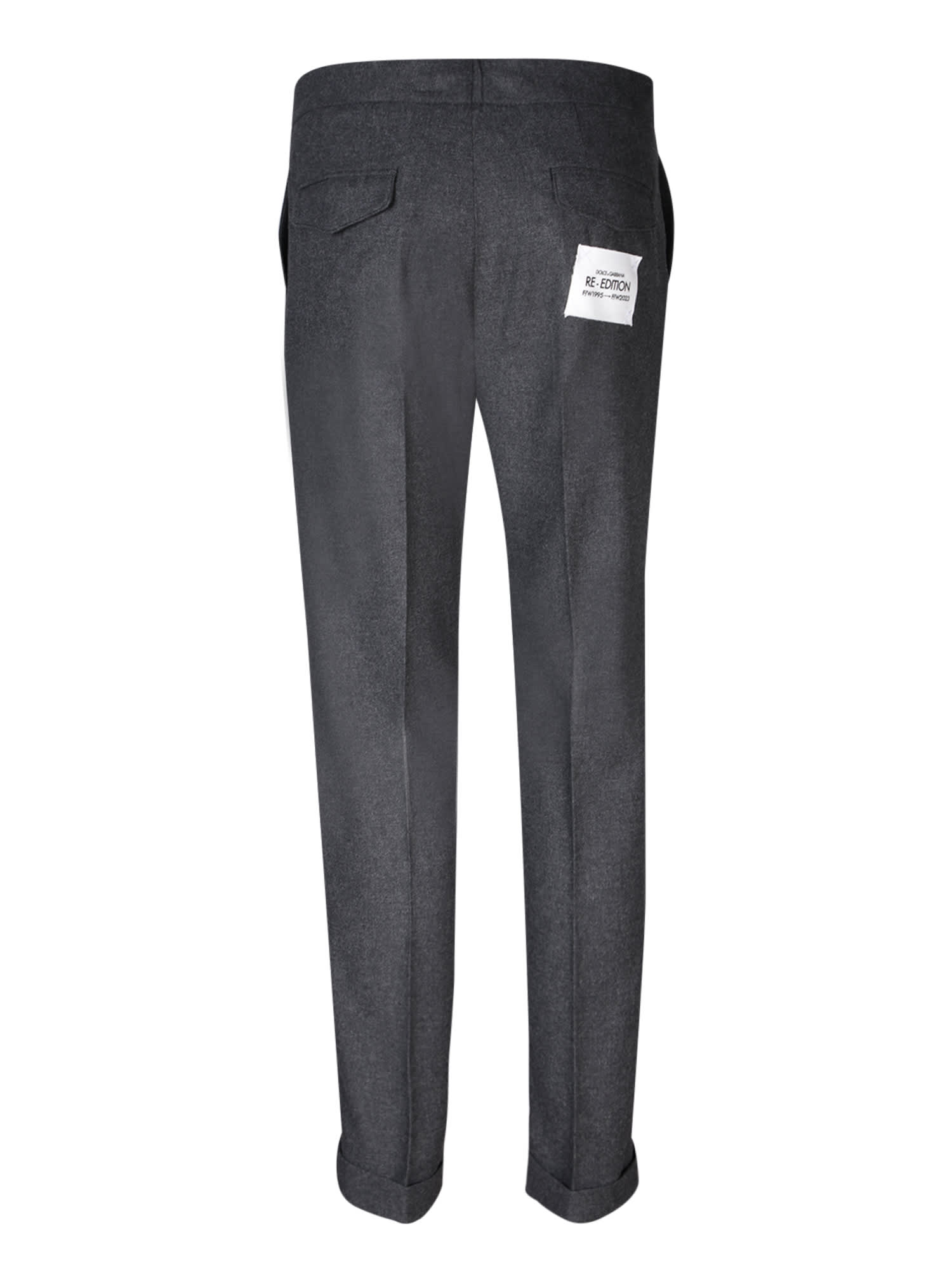 Shop Dolce & Gabbana Re-edition Anthracite Gray Trousers In Grey