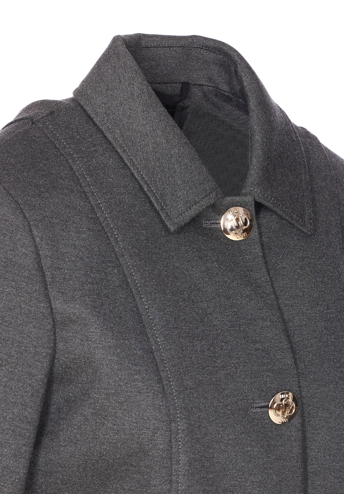Liu •jo Logo-button Point-collar Jacket In Gray