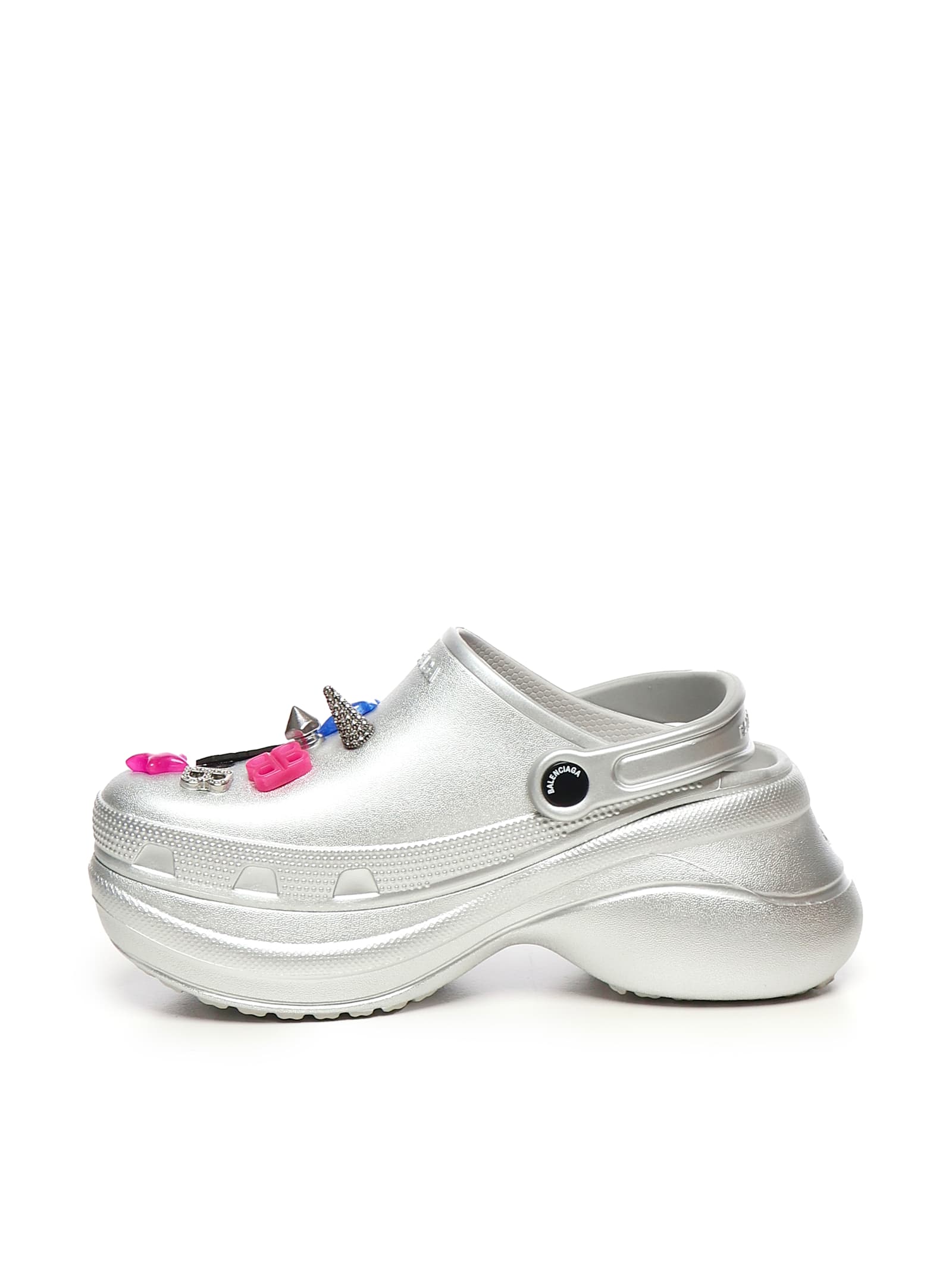 Balenciaga Crocs Jibbitz Clogs In Silver