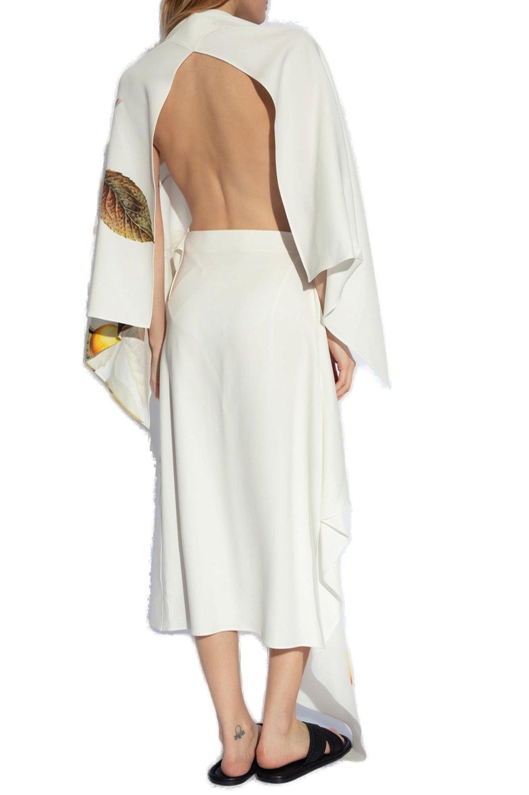 Shop Ferragamo Asymmetric Open-back Midi Dress In White