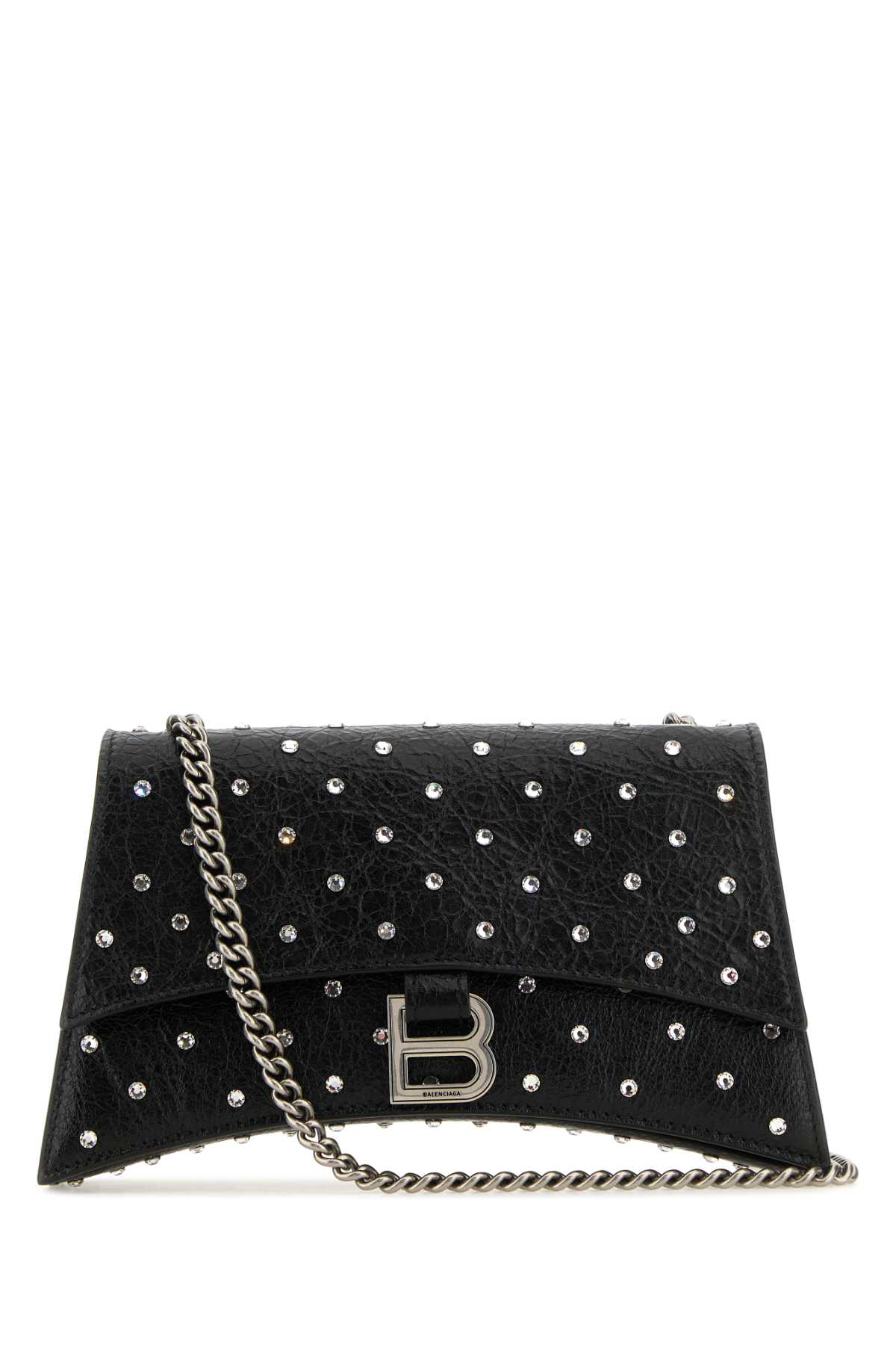 Shop Balenciaga Black Leather Crush Xs Shoulder Bag