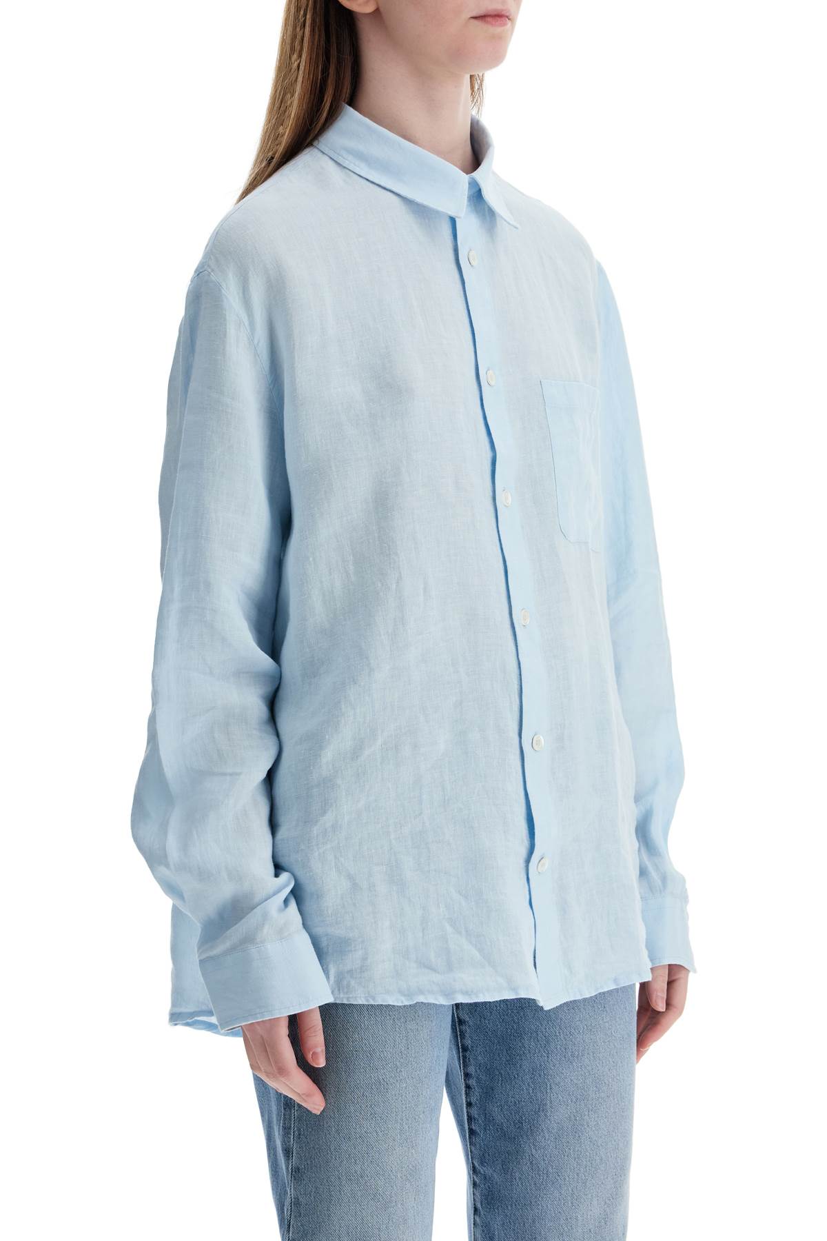 A. P.C. Light Blue Linen Shirt Wide Fit