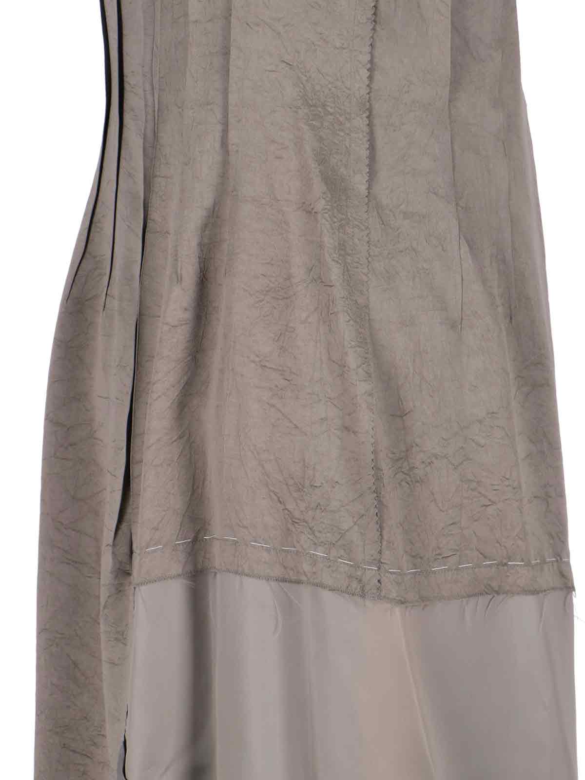 Maison Margiela Sleeveless Asymmetric Hem Textured Dress In Brown