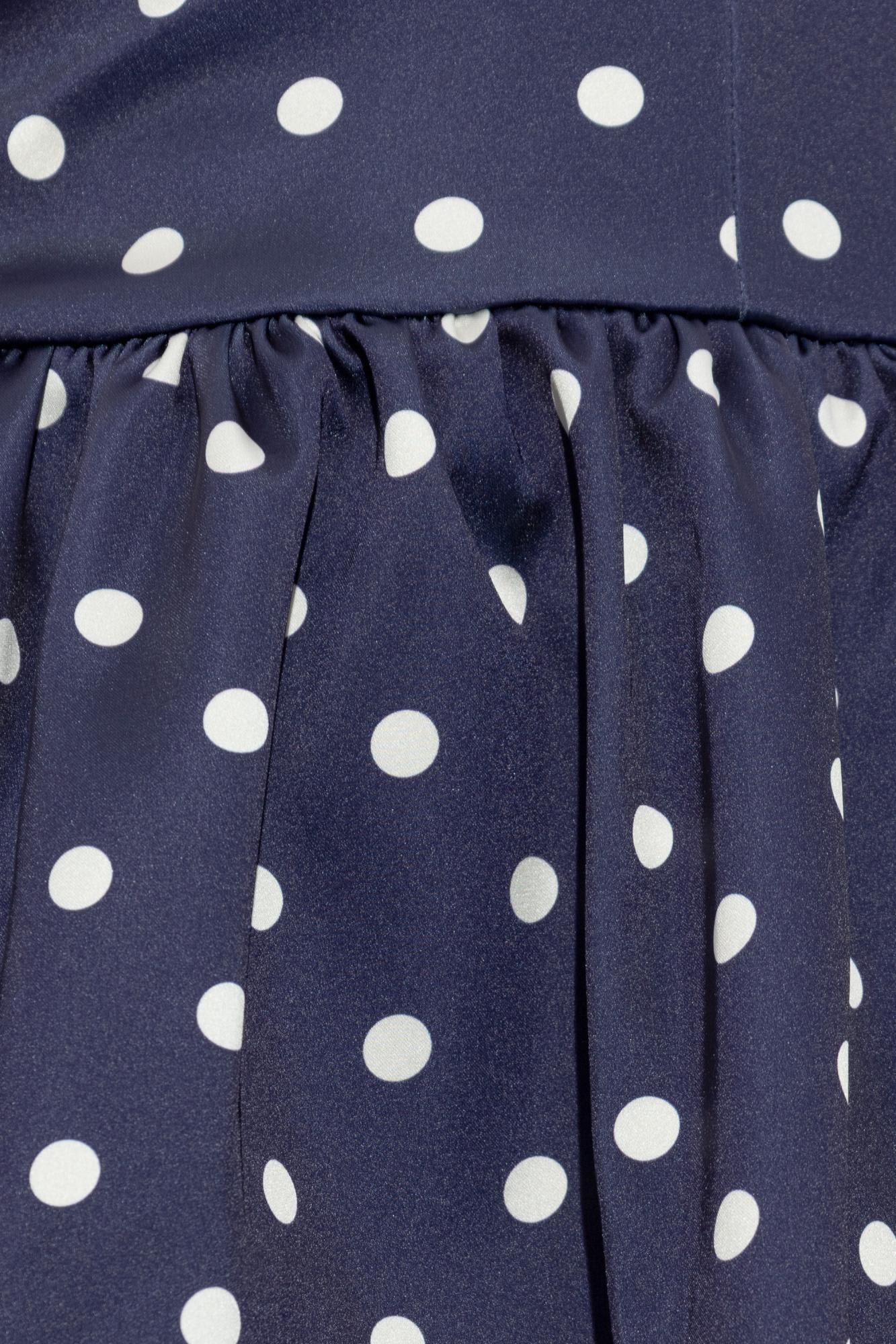 Shop Self-portrait Navy Polka Dot Satin Midi Dress