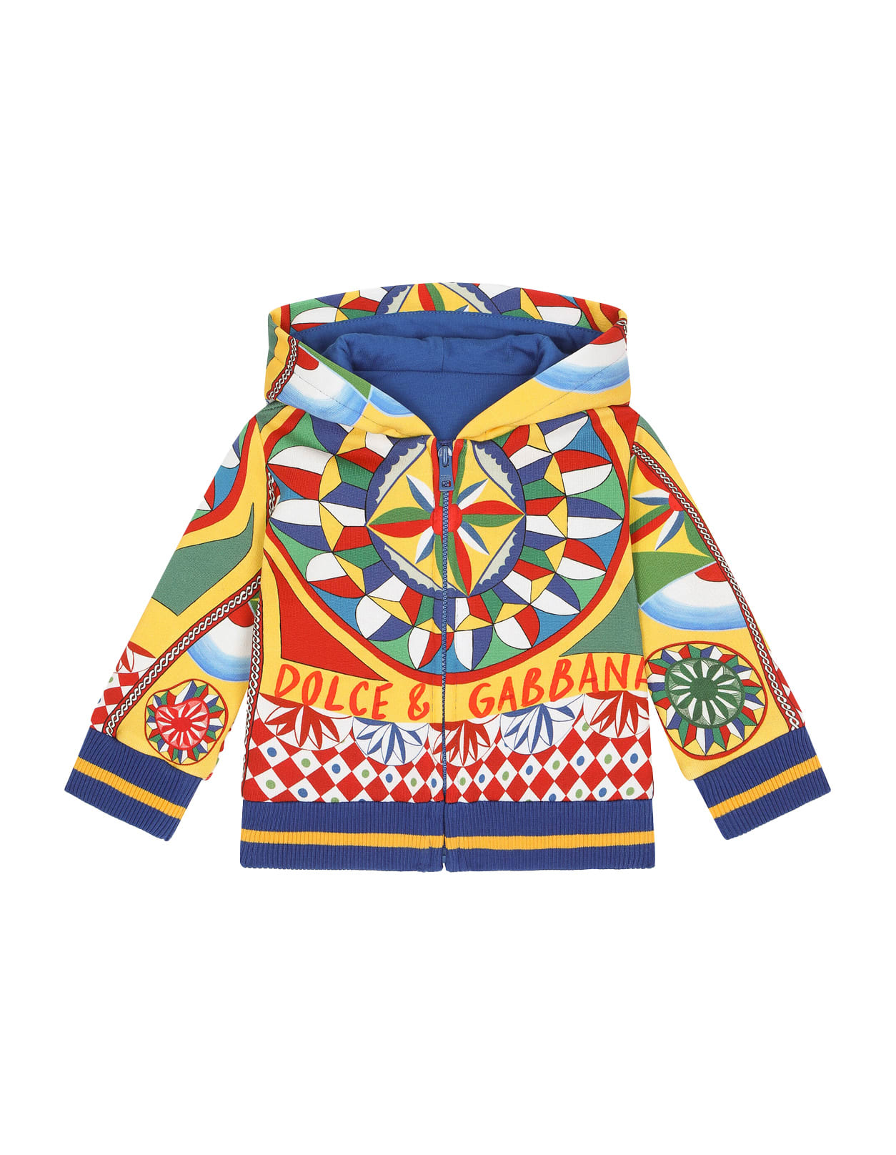Shop Dolce & Gabbana Cart Print Jersey Hoodie With Zip In Multicolour