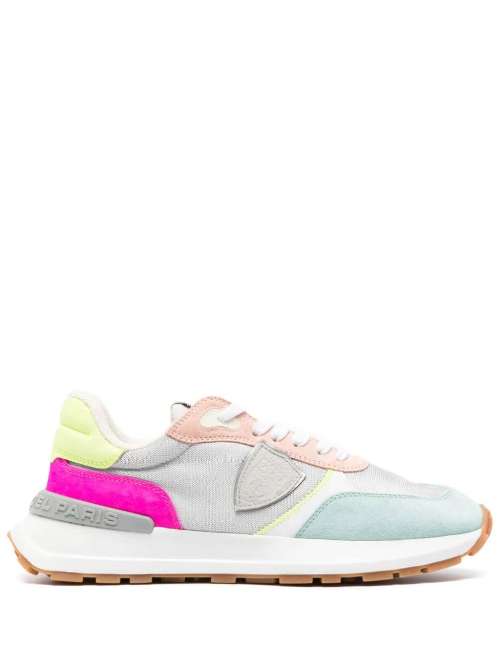 Philippe Model Running Antibes Sneakers - Silver And Fluo In White