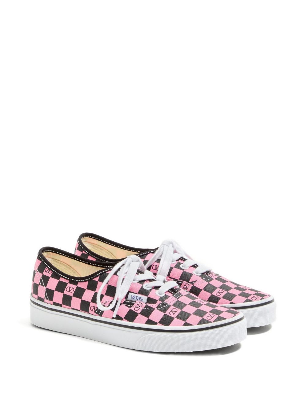 Valentino Garavani And Vans Low-top Trainer In Fabric With Vlogo Checkerboard Print In Pink