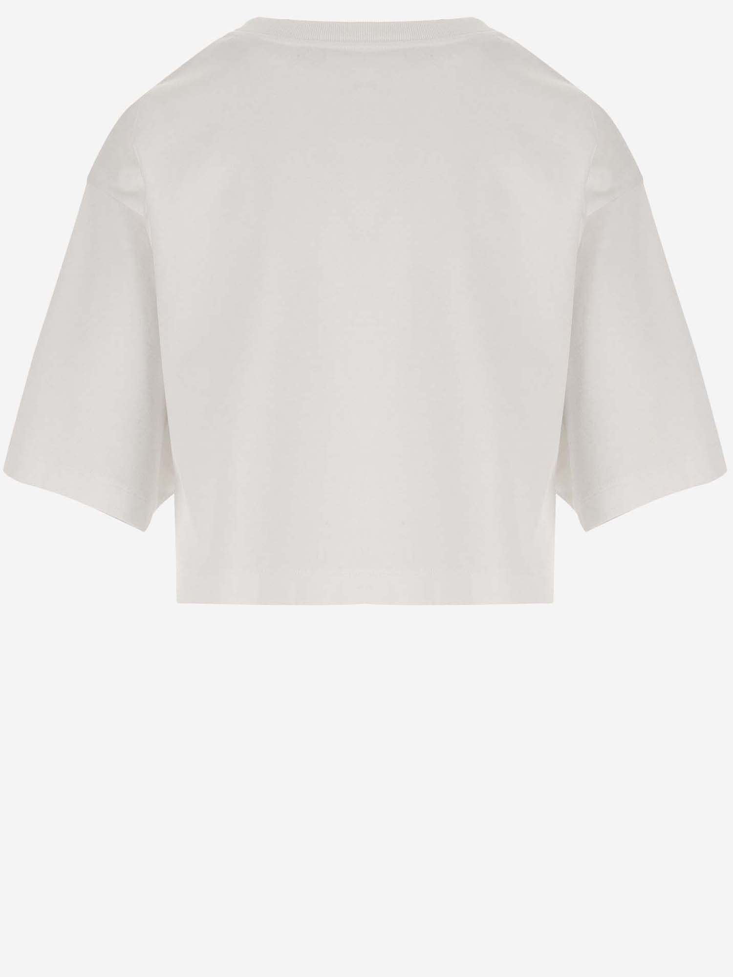 Shop Dolce & Gabbana Cotton Crop T-shirt With Logo In Bianco Ottico