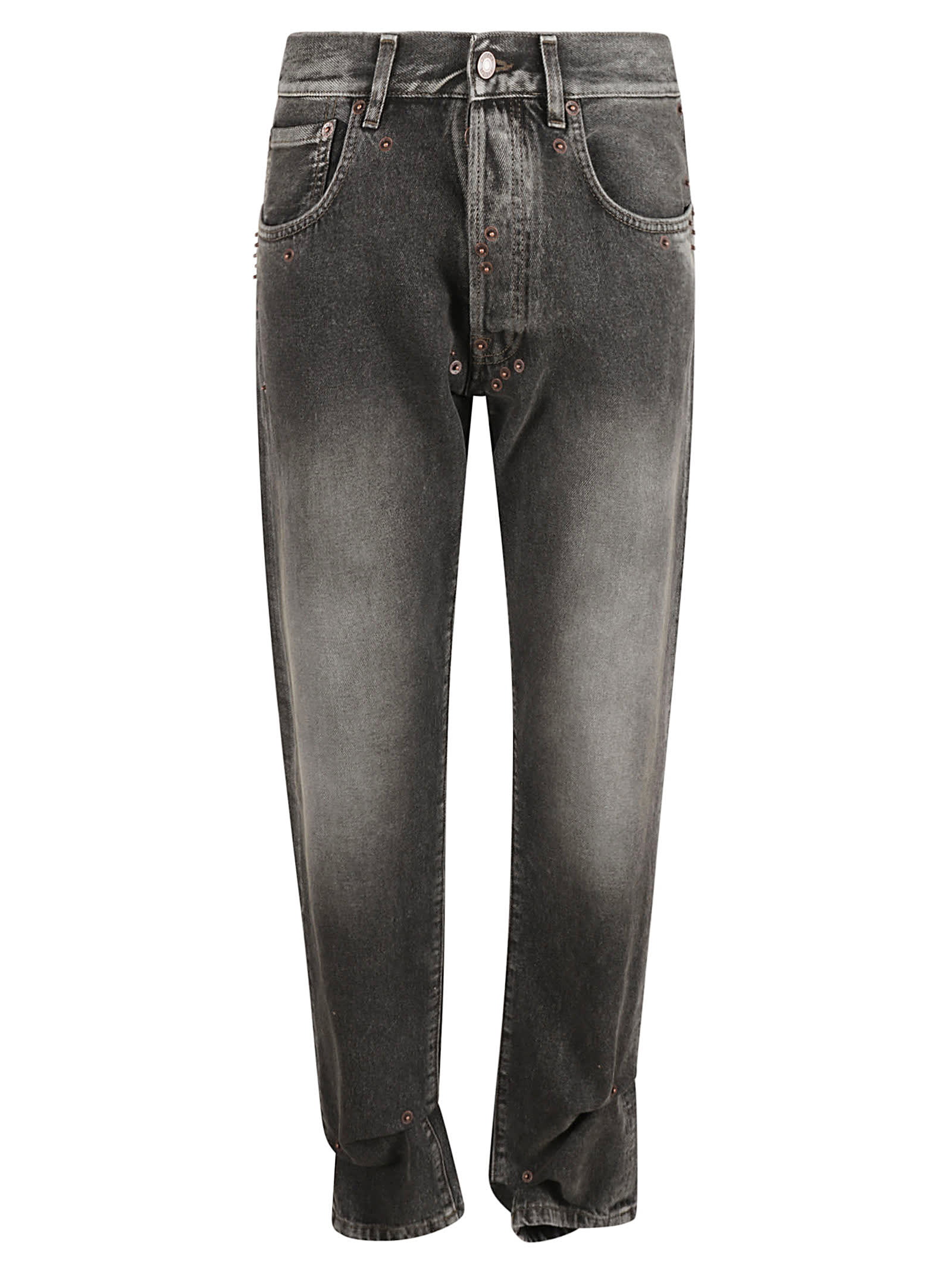 Shop Moschino Buttoned Classic Jeans In Grey