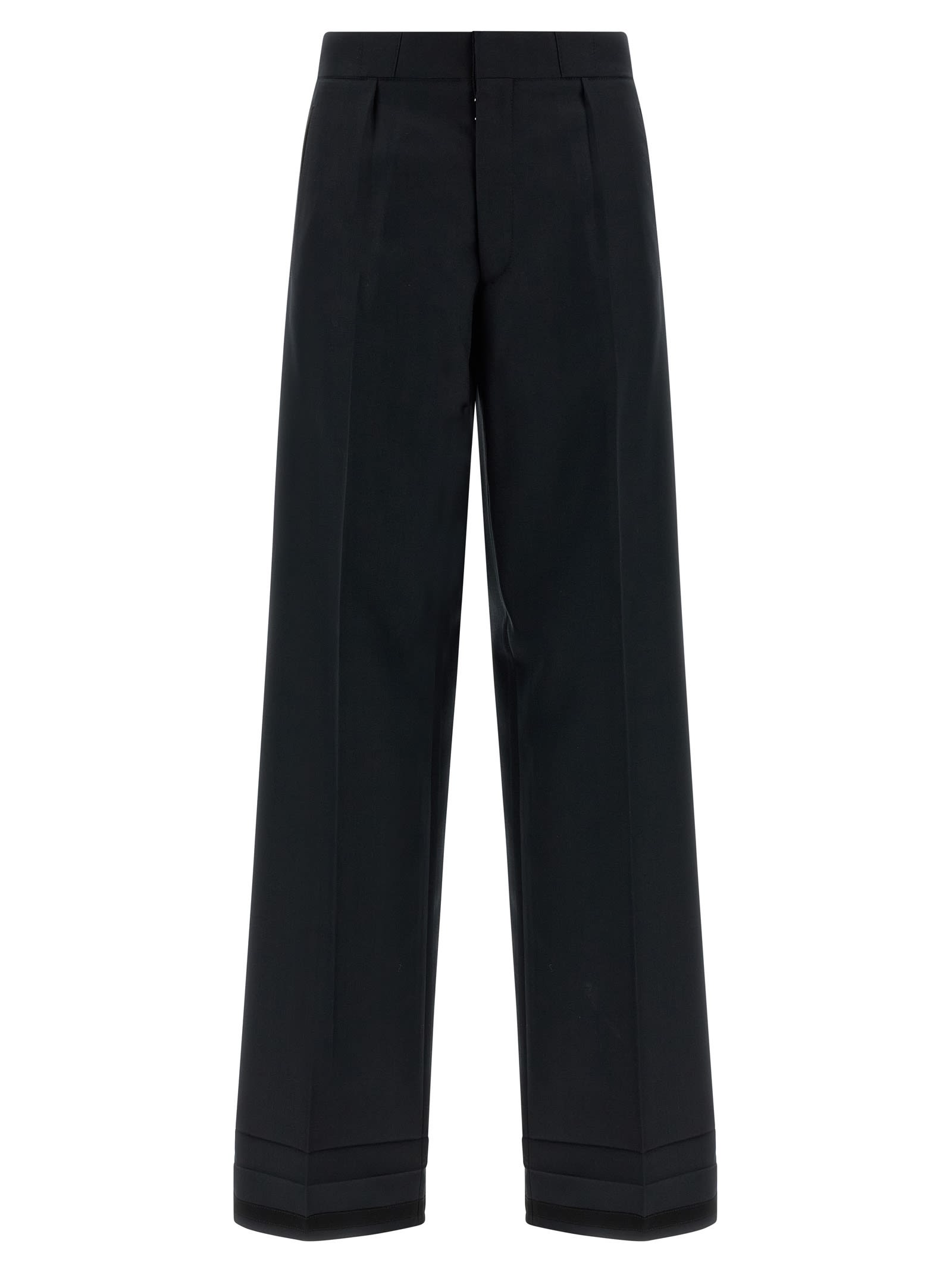 Maison Margiela Herringbone Trousers Pants Black In Black