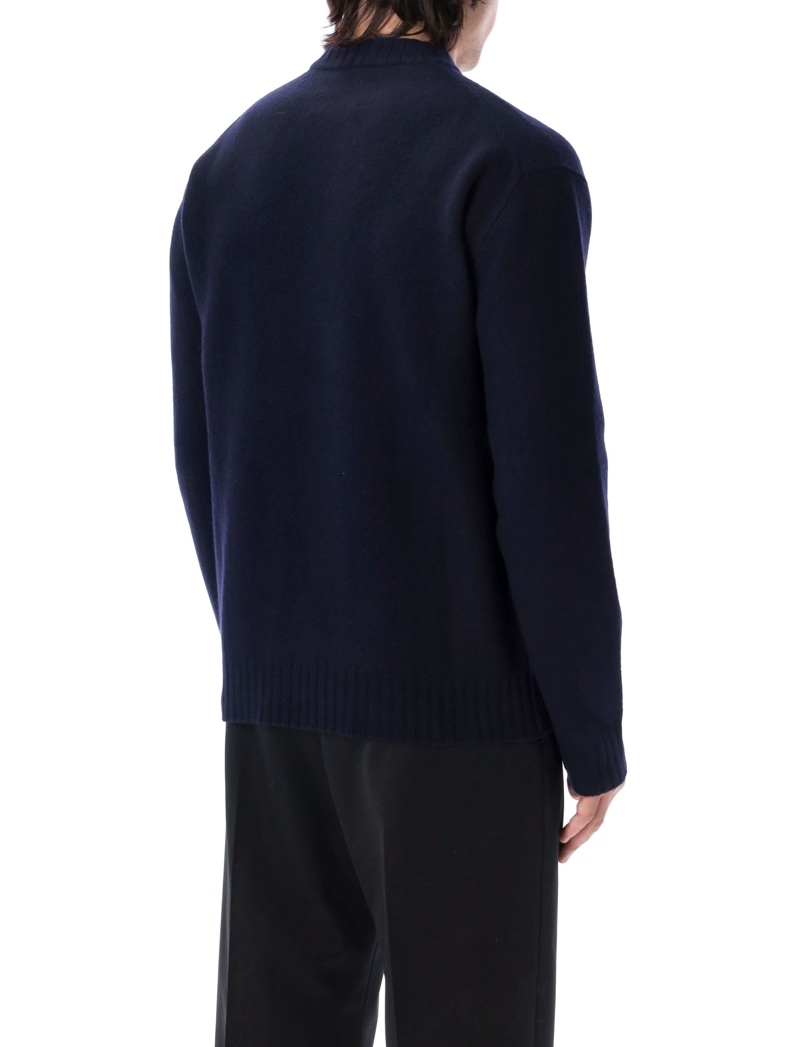 Shop Jil Sander Crew Neck Sweater In Blue Navy