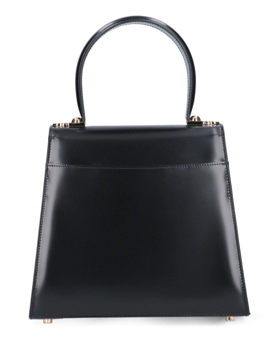 Shop Ferragamo Iconic Top Handle Shoulder Bag In Neroneronero