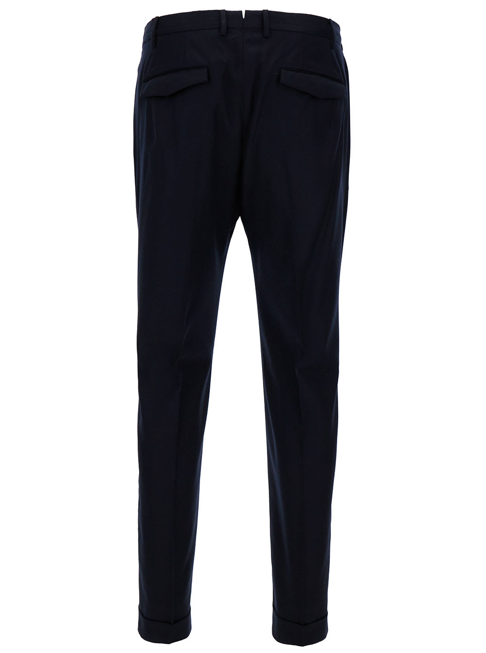 Shop Pt01 Blue Straight Pants With Front Closure In Wool Man