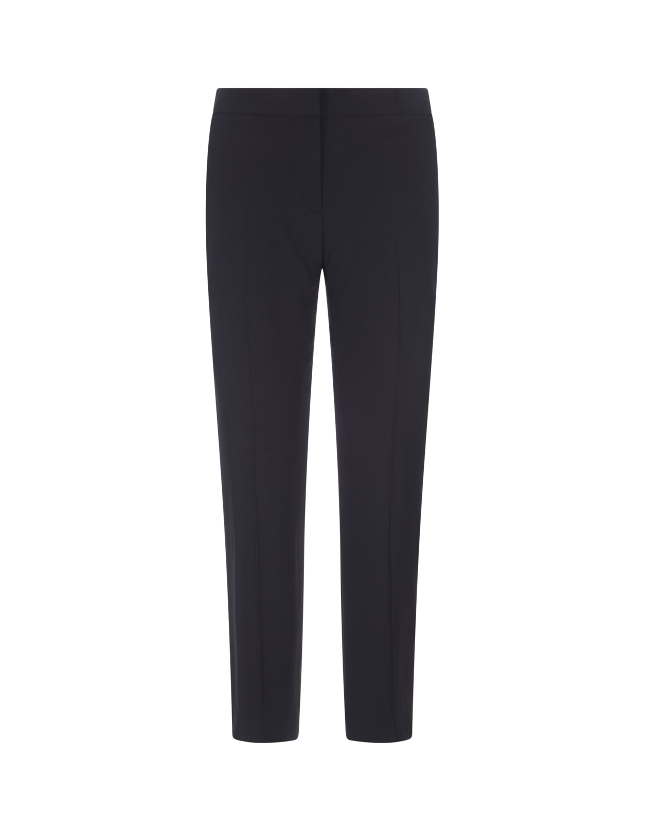 Alexander Mcqueen Black Leaf Crepe Cigarette Trouser In Nero