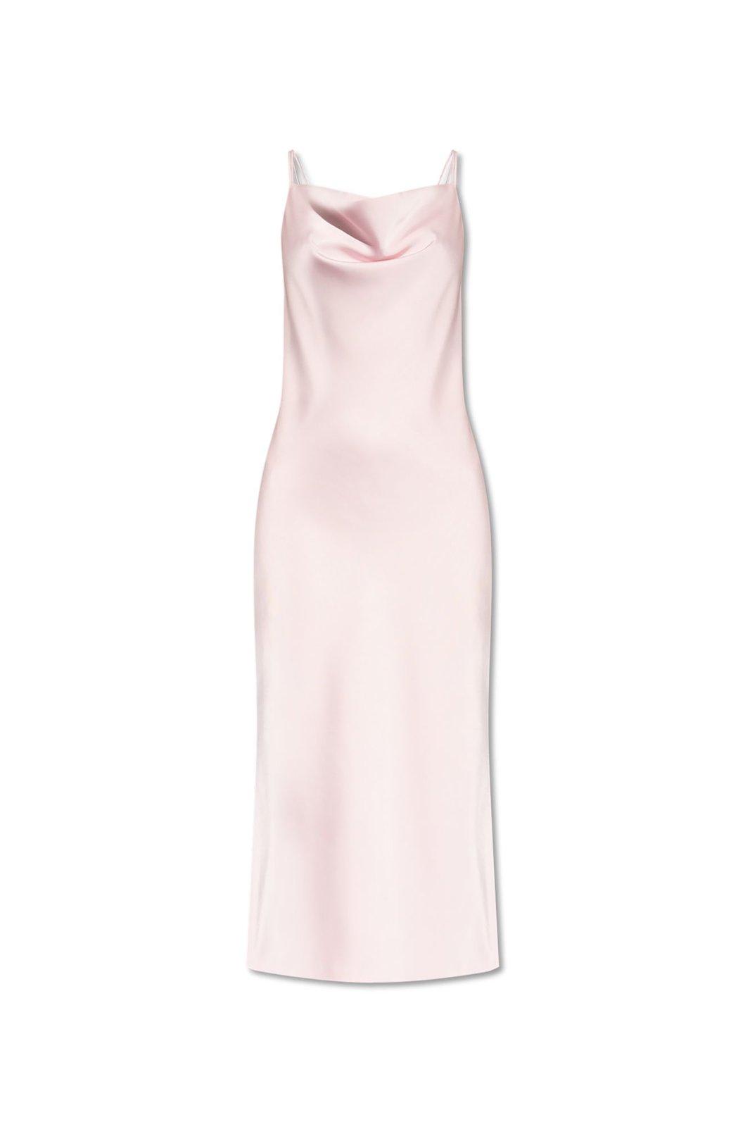 Satin Open-back Midi Slip Dress