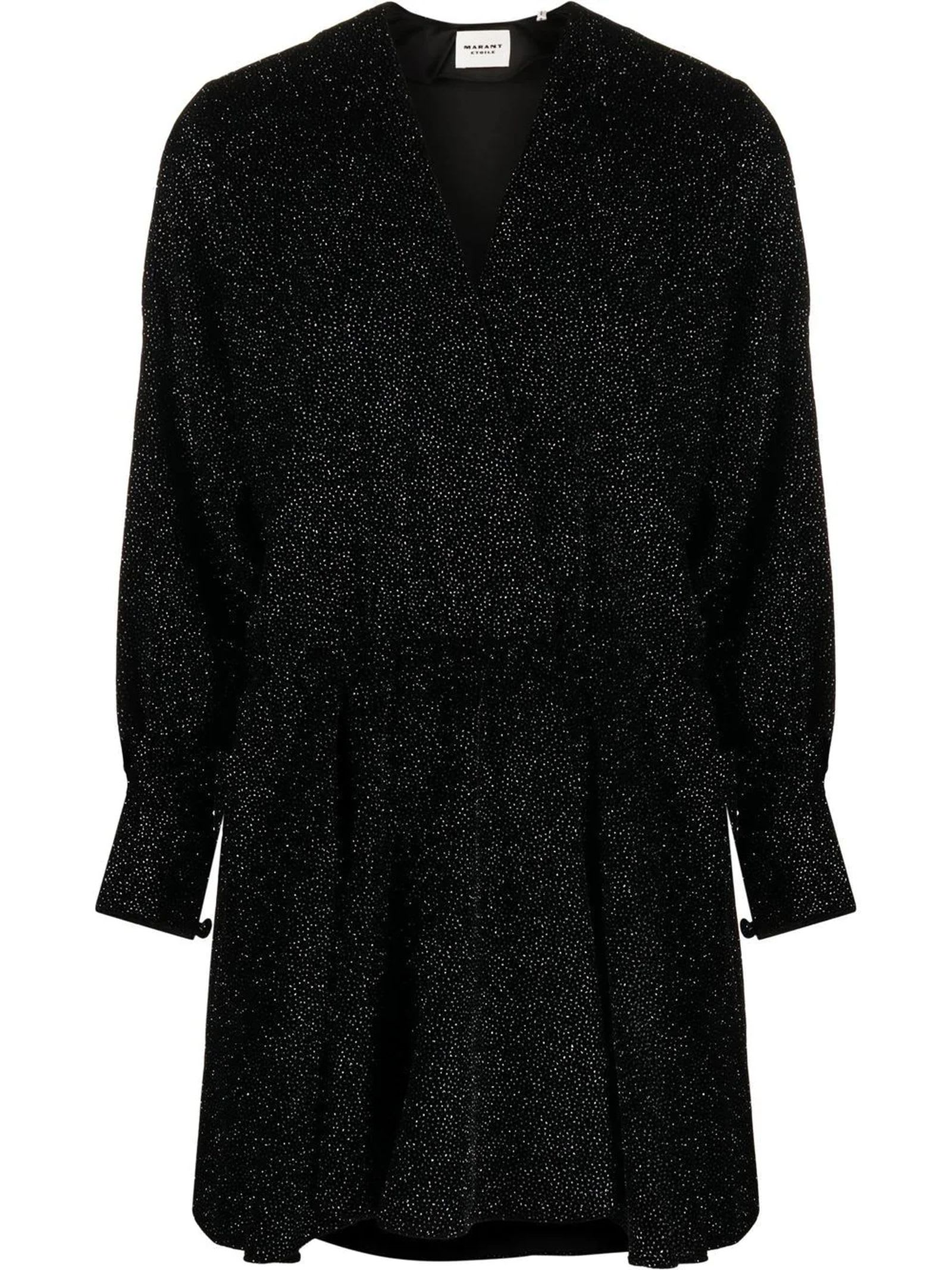 Isabel Marant Étoile Alexane Crystal-embellished Velvet Mini Dress In Black