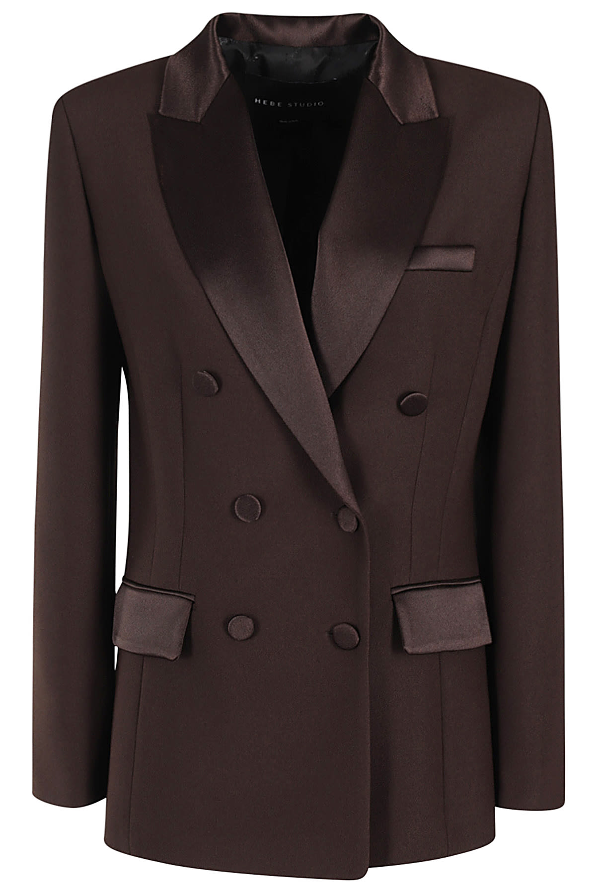 Shop Hebe Studio The Classic Georgia Blazer Cady In Brown