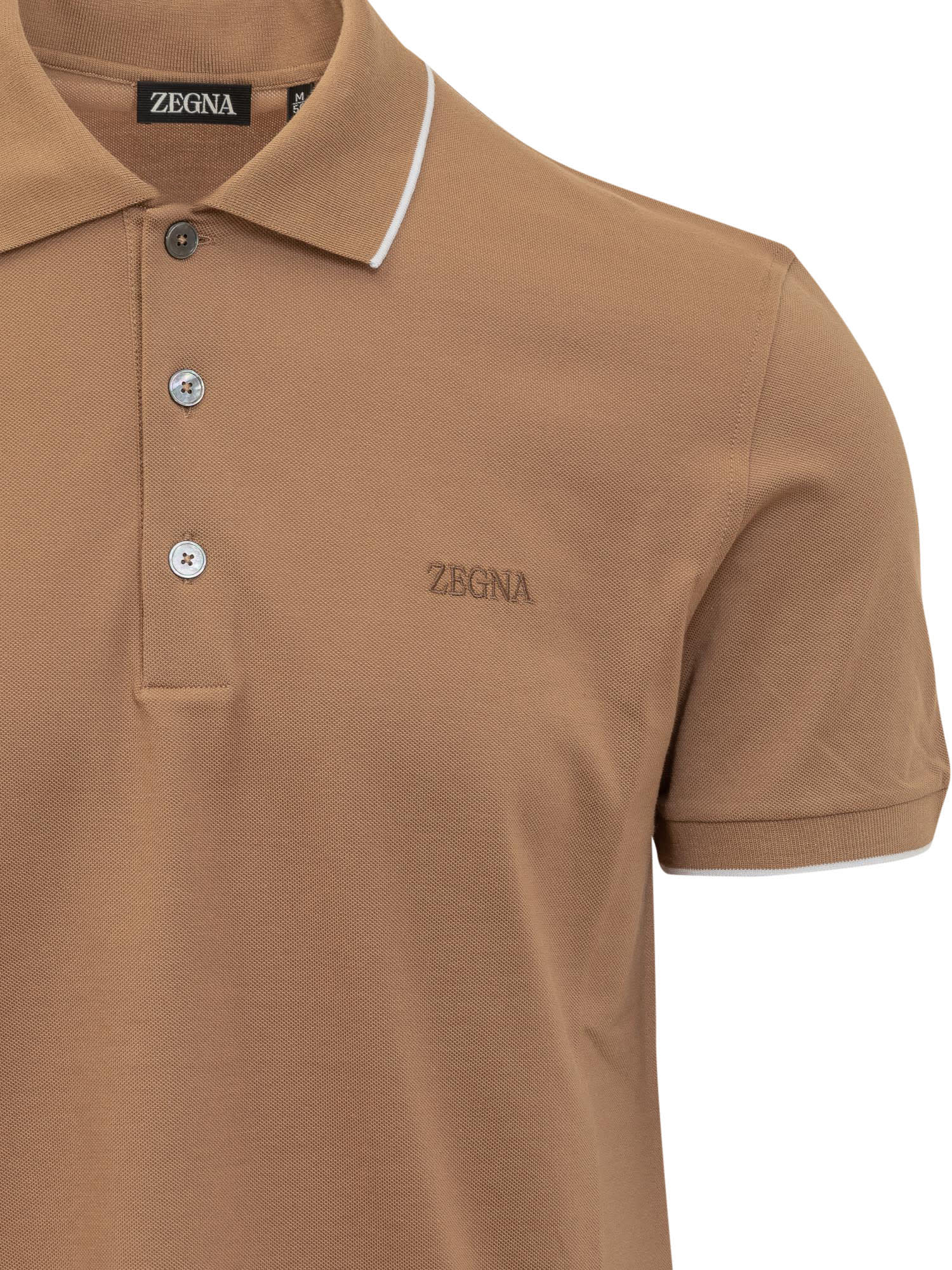 Shop Zegna Polo With Logo In Noce