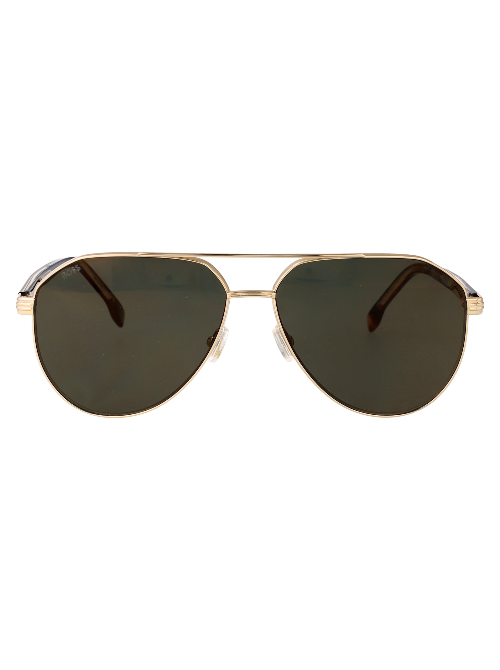 Hugo Boss Boss Gold Stainless Steel Sunglasses In Green