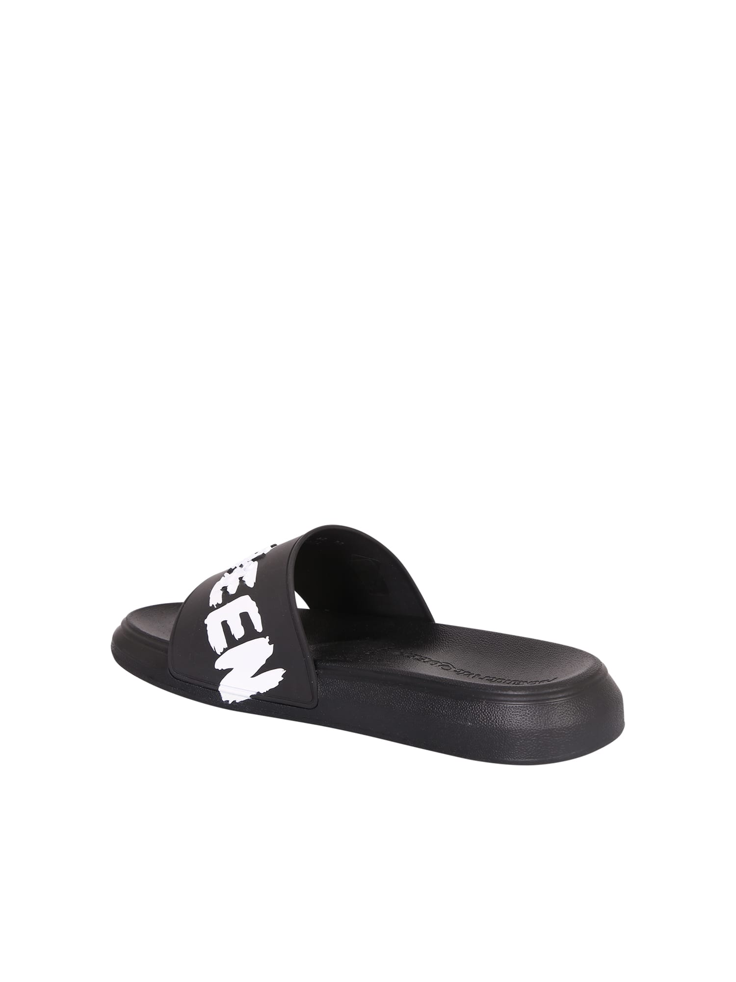 Shop Alexander Mcqueen Black Slide Sandals