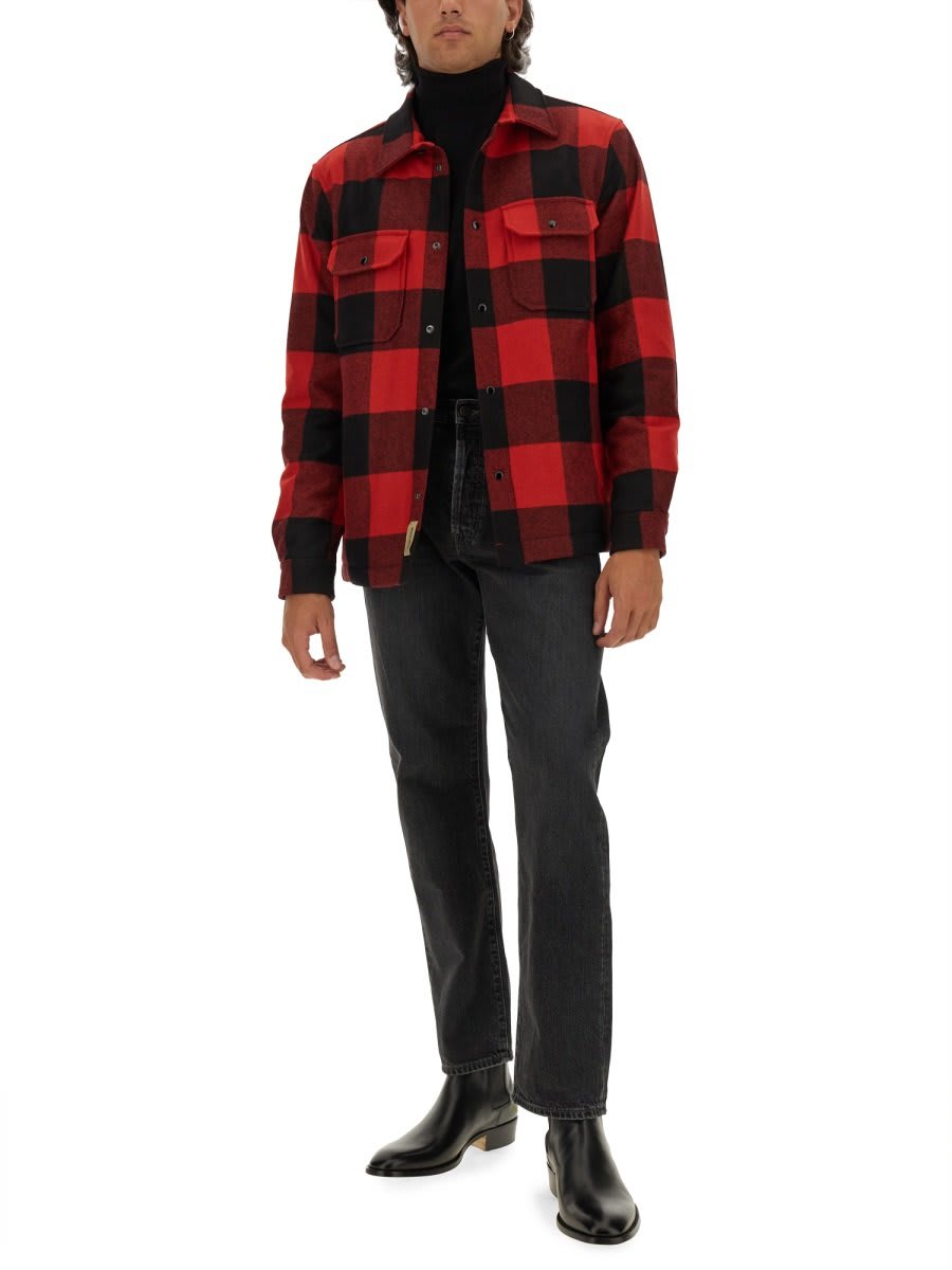 Shop Woolrich Alaskan Check-pattern Overshirt In Red