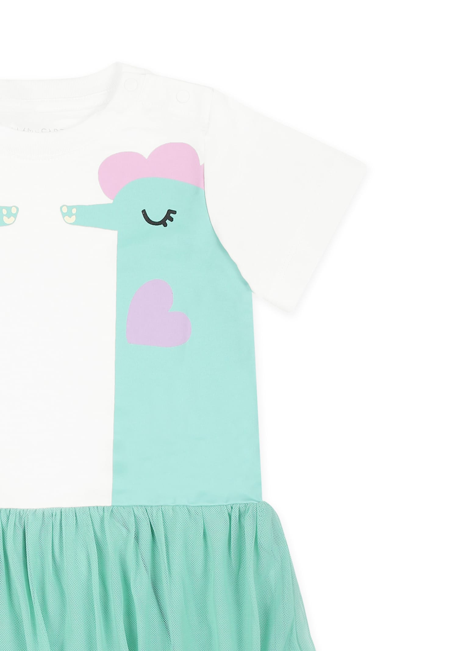 Stella Mccartney White Dress For Baby Girl With Seahorses In White
