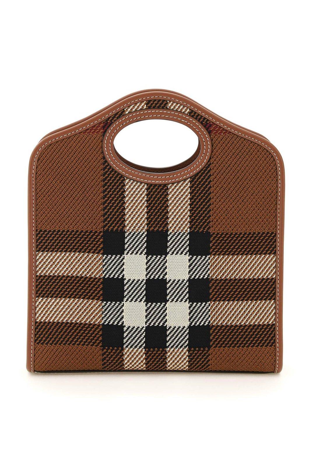 Shop Burberry Check Patterned Shoulder Bag In Brown