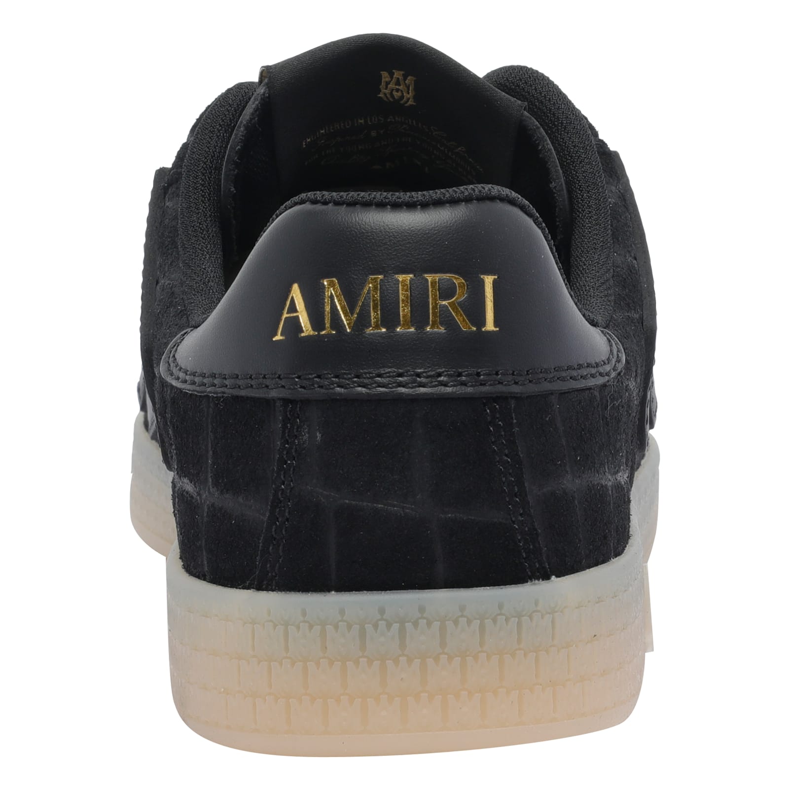 Amiri Pacific Bones Crocodile-effect Suede Sneakers In Black