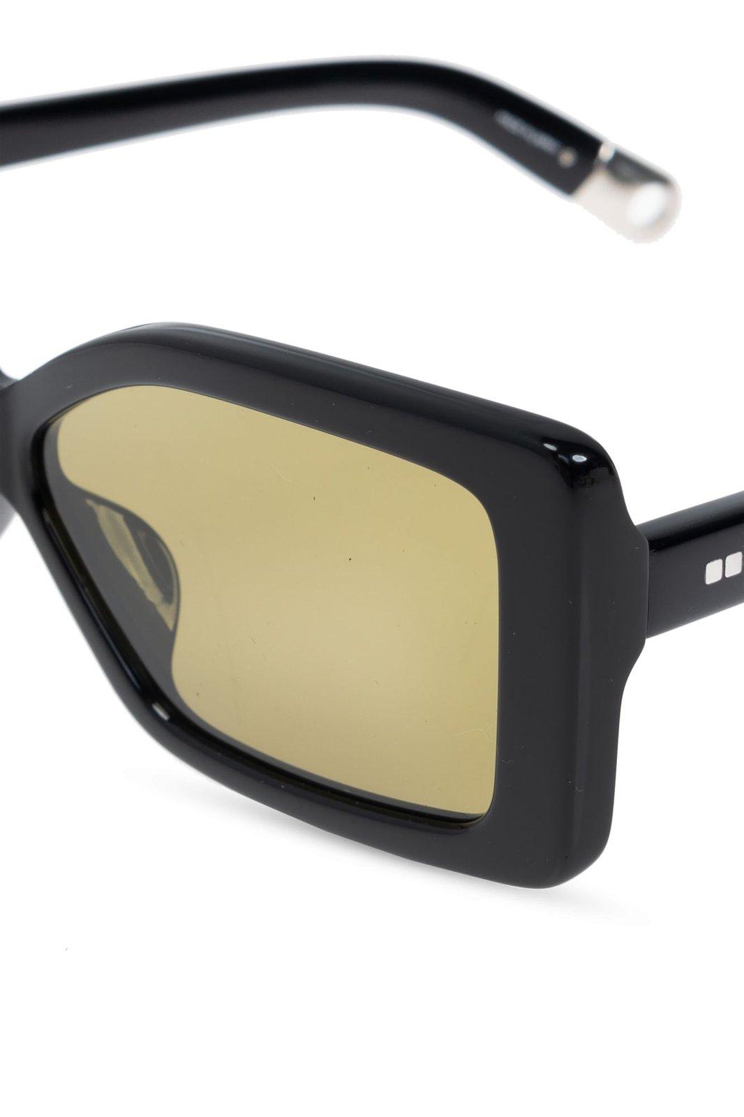 Shop Jacquemus Rectangle Frame Sunglasses Sunglasses In Black Yellow Gold