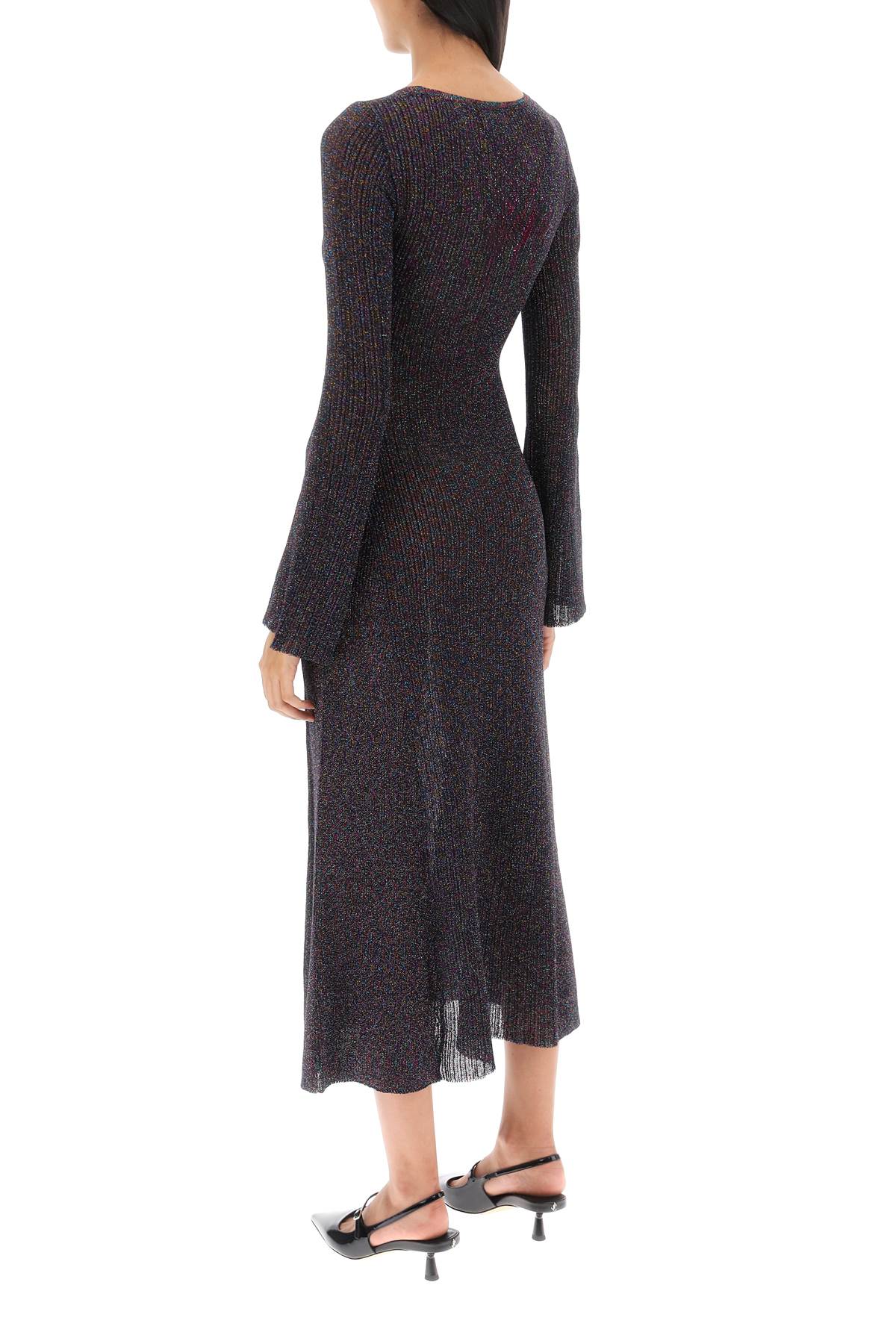 Shop Ganni Lurex-knit Midi Dress In Multicolor