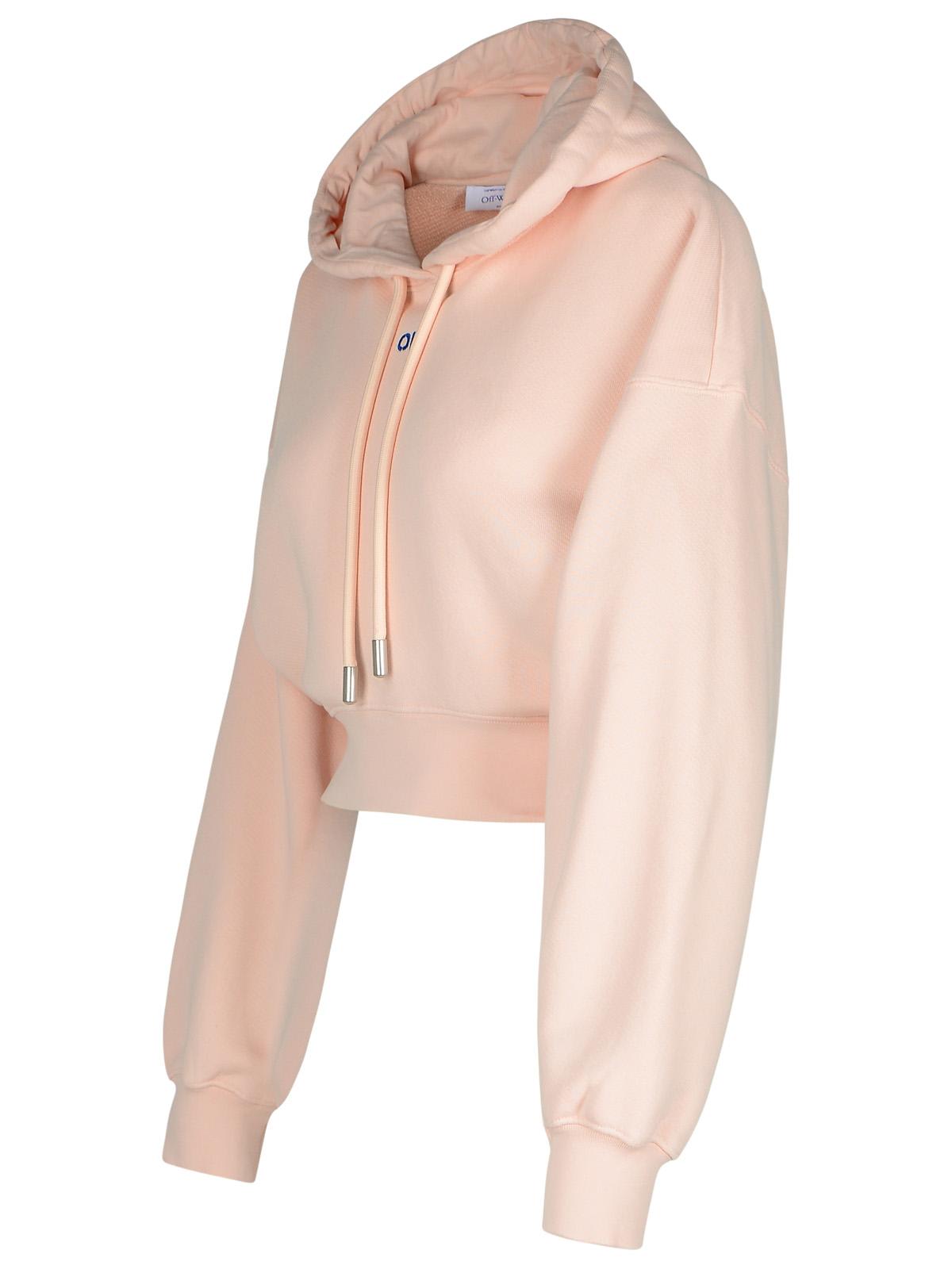 Shop Off-white Pink Cotton Cropped Sweatshirt