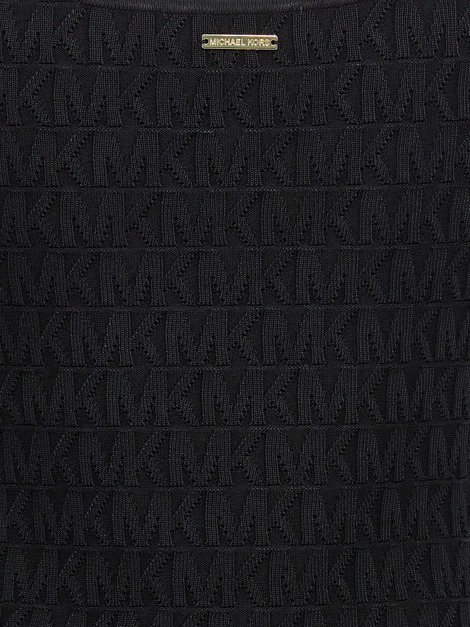 Shop Michael Kors Jacquard Logo Dress In Black