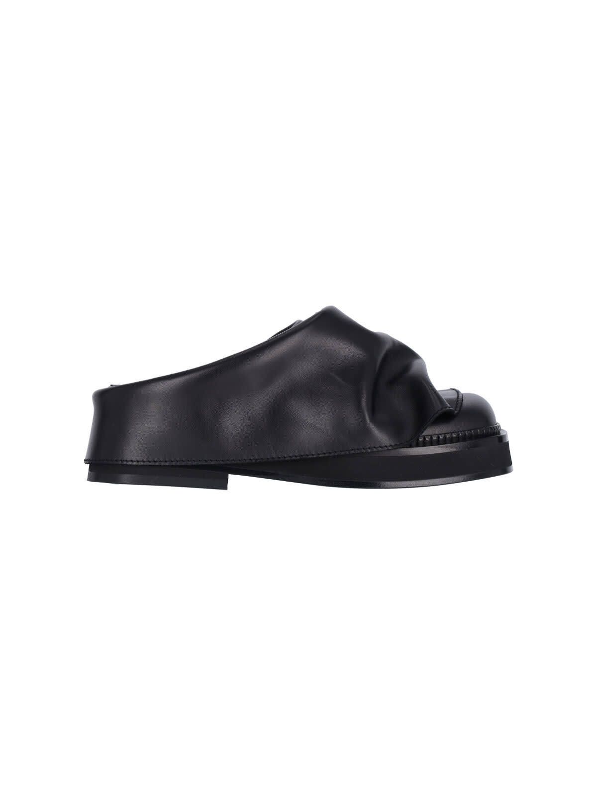 Attico Black Leather Mules In Black