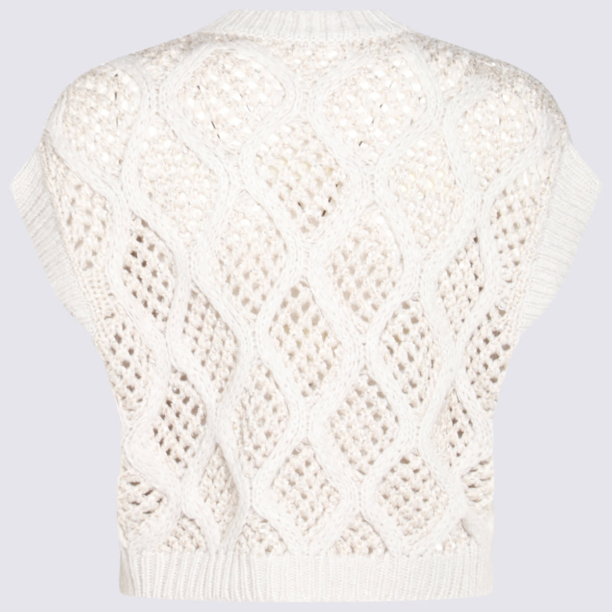 Shop Brunello Cucinelli White Wool Knitwear In Madre Perla