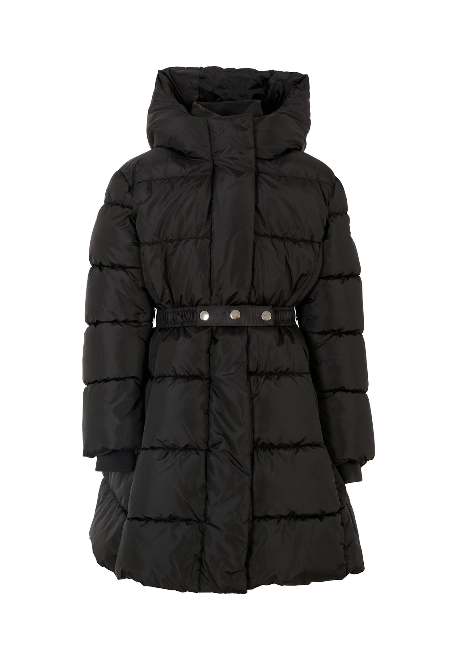 Monnalisa Belted Puffer Coat In Black