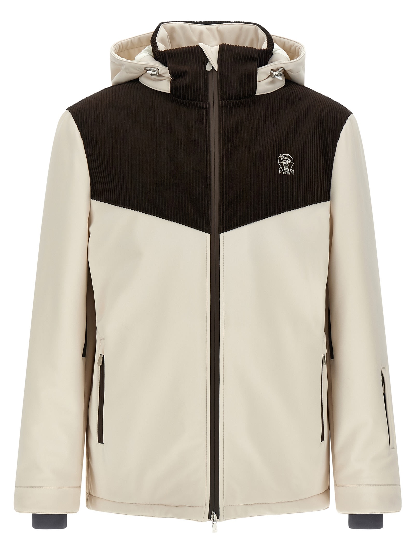 Brunello Cucinelli Corduroy Insert Ski Jacket In Neutral