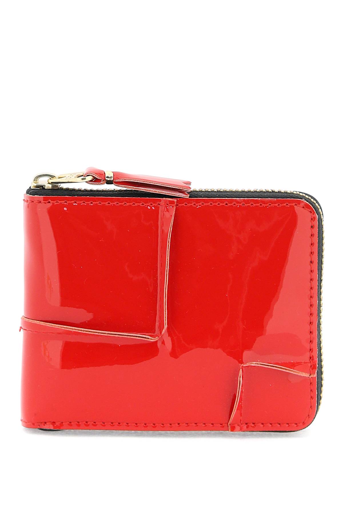 Shop Comme Des Garçons Zip Around Patent Leather Wallet With Zipper In Red (red)