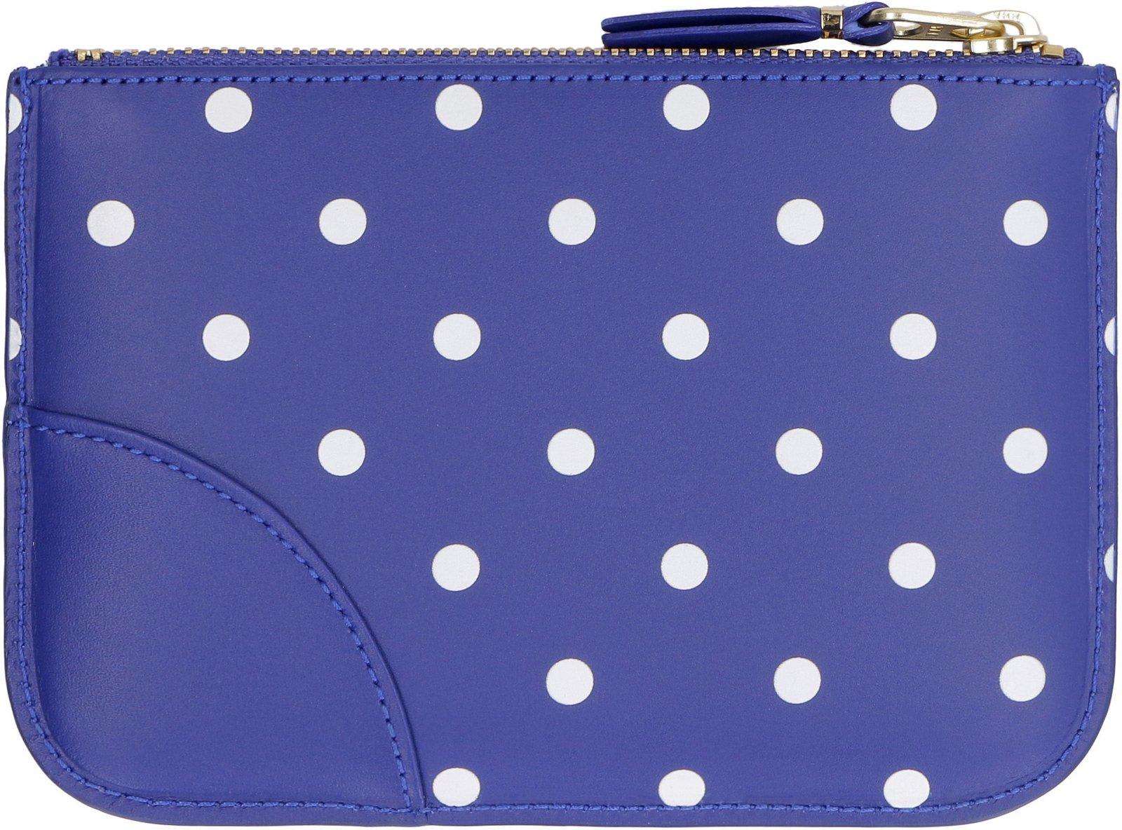 Shop Comme Des Garçons Polka-dot Coin Pouch In Navy Navy