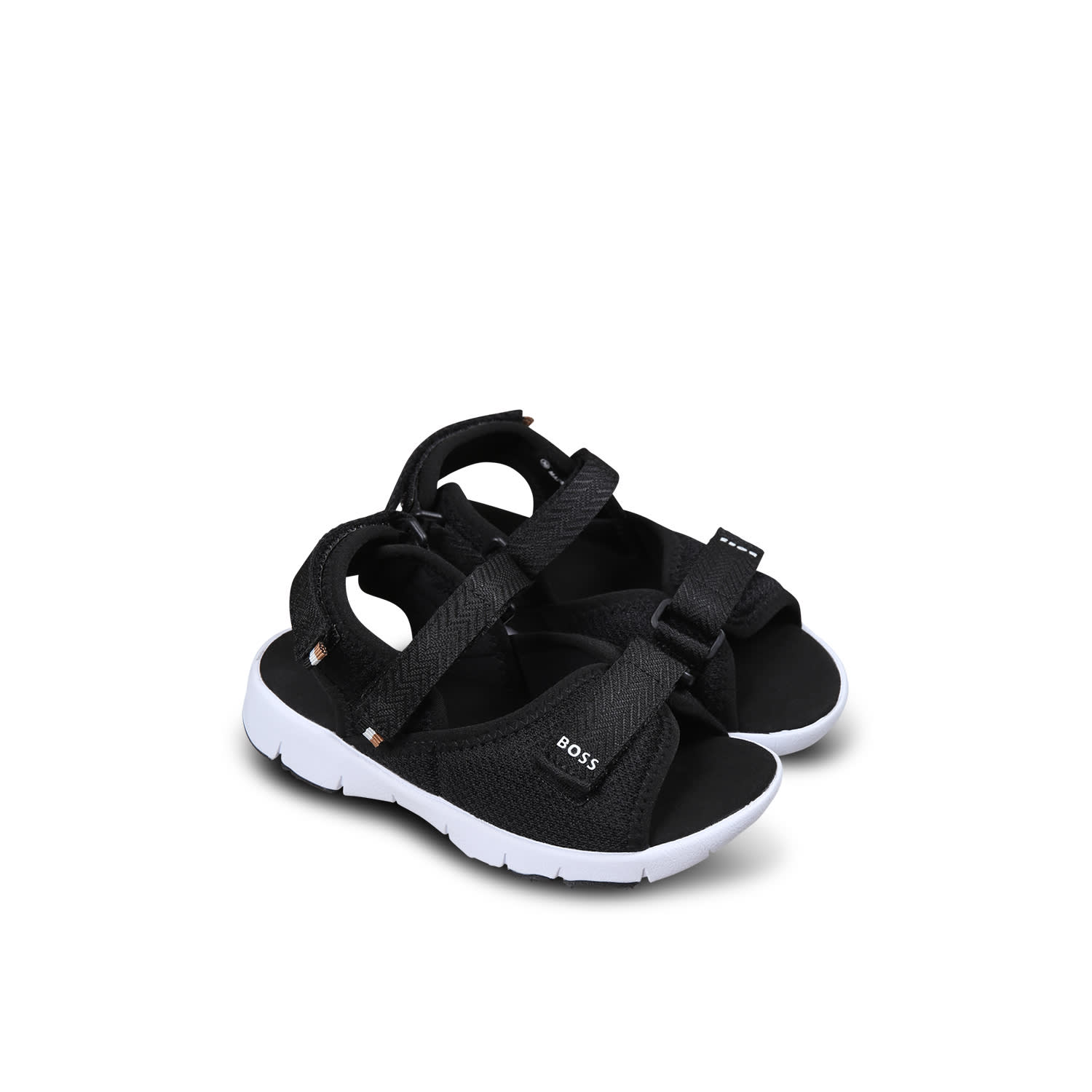 Hugo Boss Black Sandals For Boy With Logo In Black